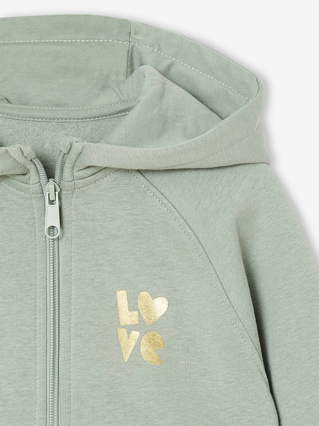 Thumbnail - Mädchen Kapuzensweatjacke für Sport und Freizeit mit Recycling-Polyester salbei