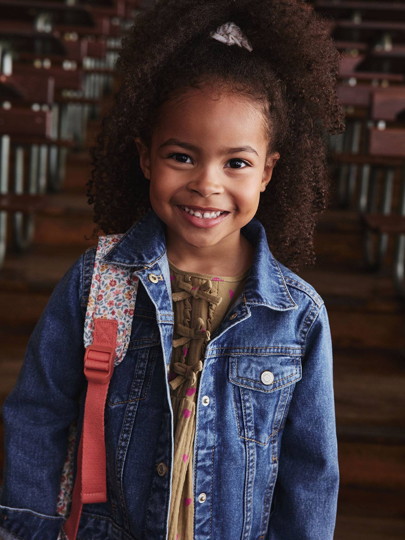 Mädchen Jeansjacke mit Druckknöpfen blau Gr. 128 von vertbaudet