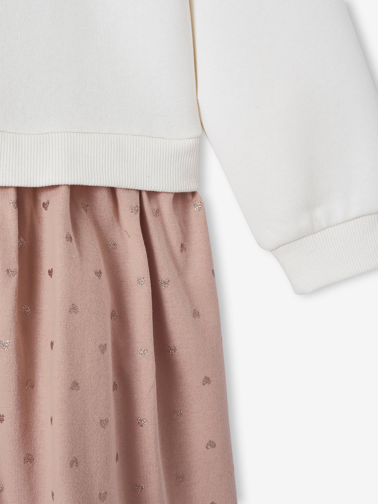 Thumbnail - 2-in-1 Sweatkleid mit Volantrock Mädchen pudrig