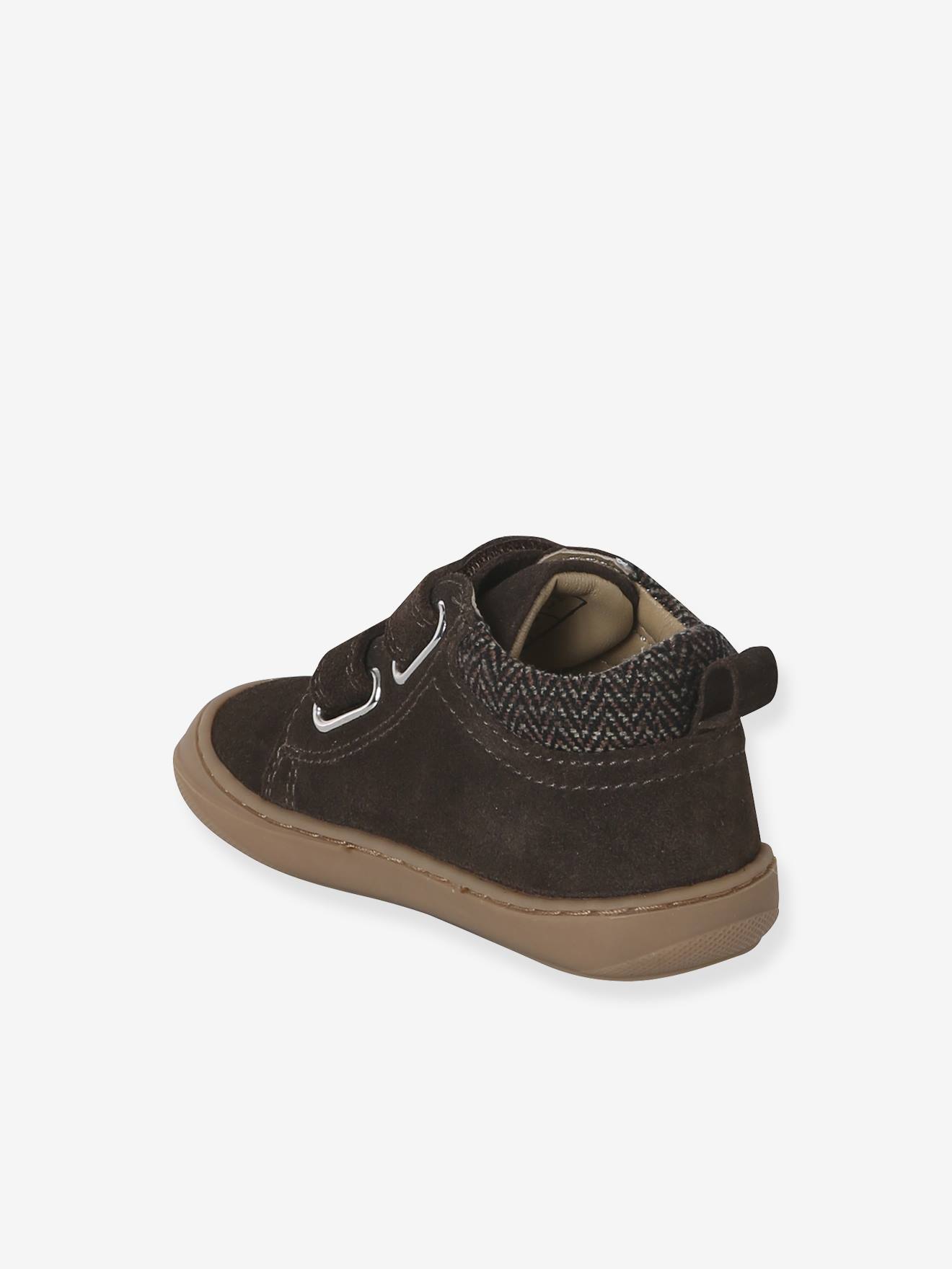 Thumbnail - Baby Lauflernschuhe mit Klett aus weichem Leder schokolade
