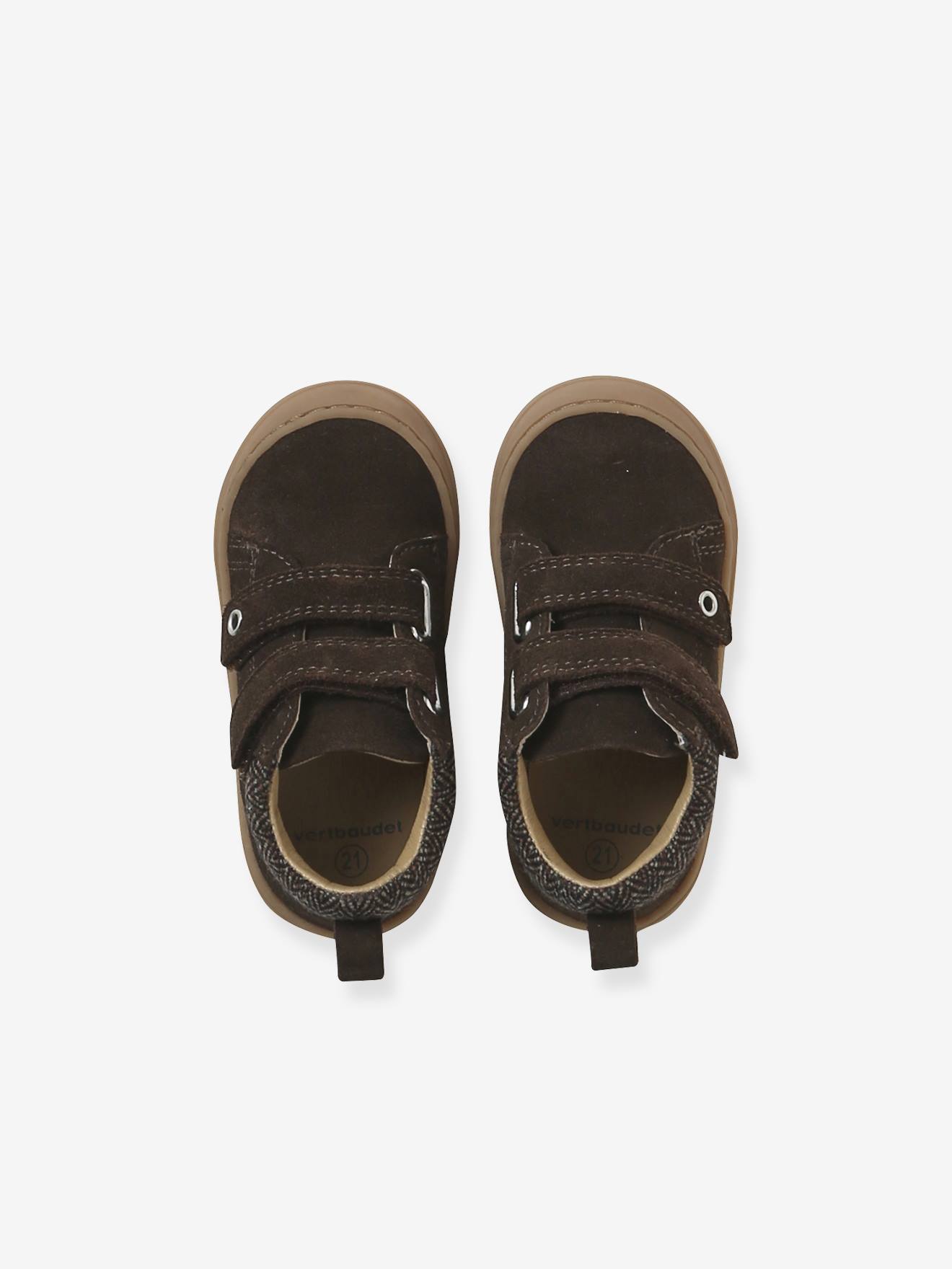Thumbnail - Baby Lauflernschuhe mit Klett aus weichem Leder schokolade