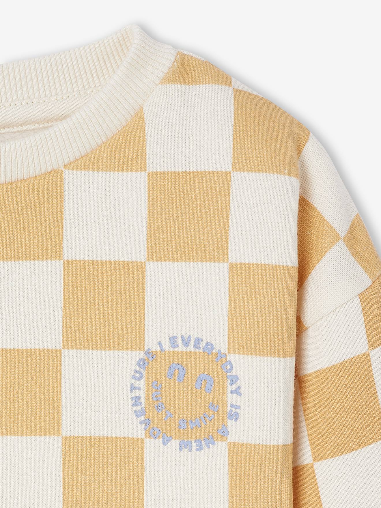 Thumbnail - Baby Sweatshirt mit Schachbrettmuster ocker