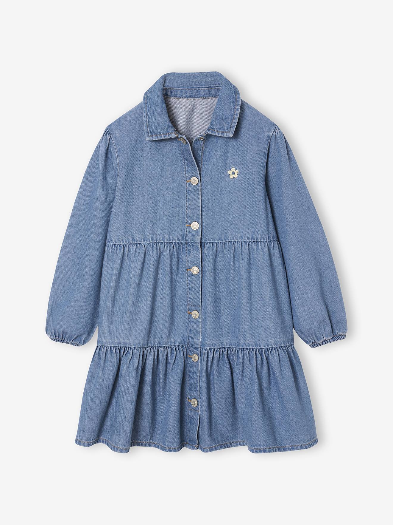 Thumbnail - Mädchen Kleid aus Light-Denim mittel