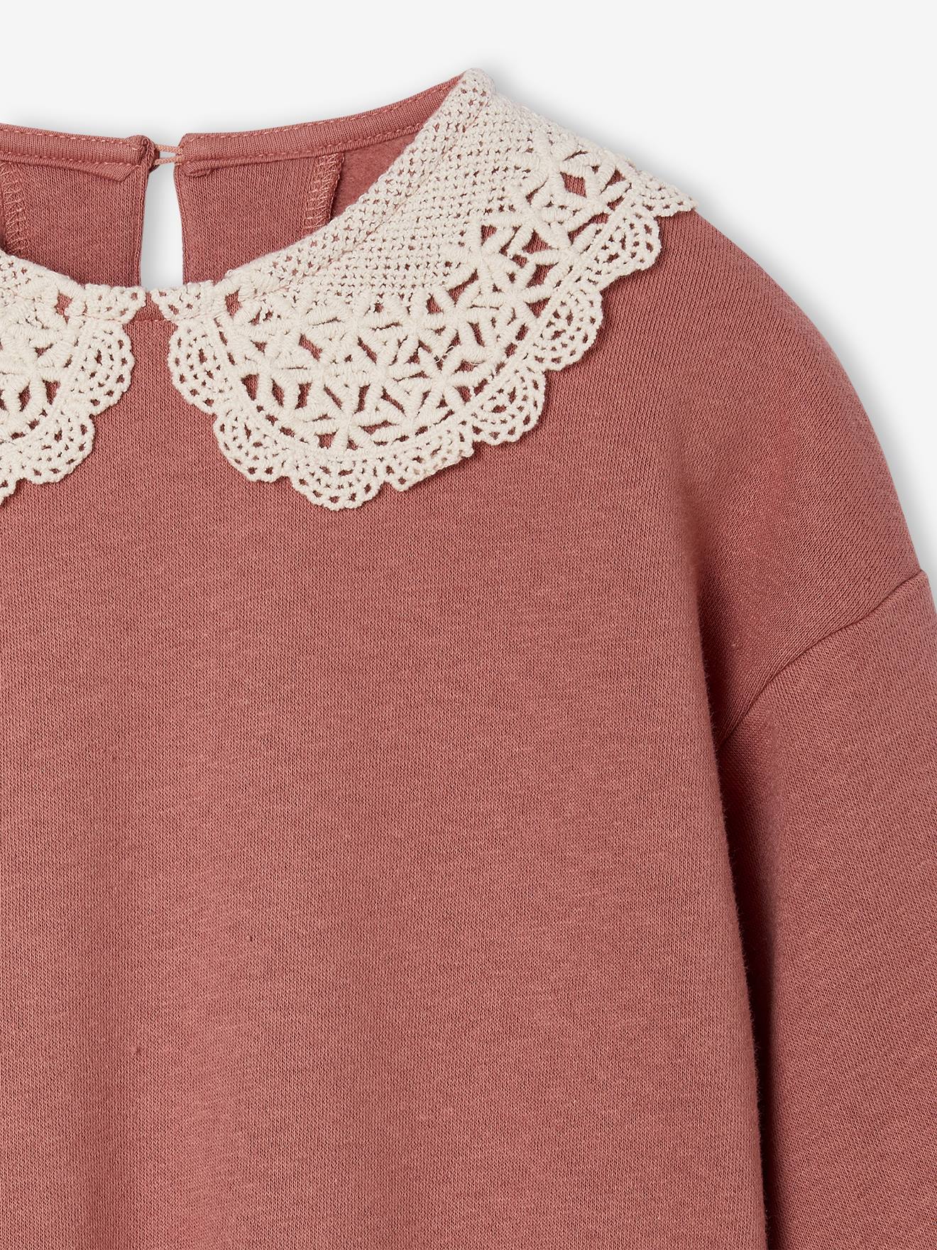 Thumbnail - Mädchen Sweatkleid mit Makramee-Kragen und Recycling-Polyester