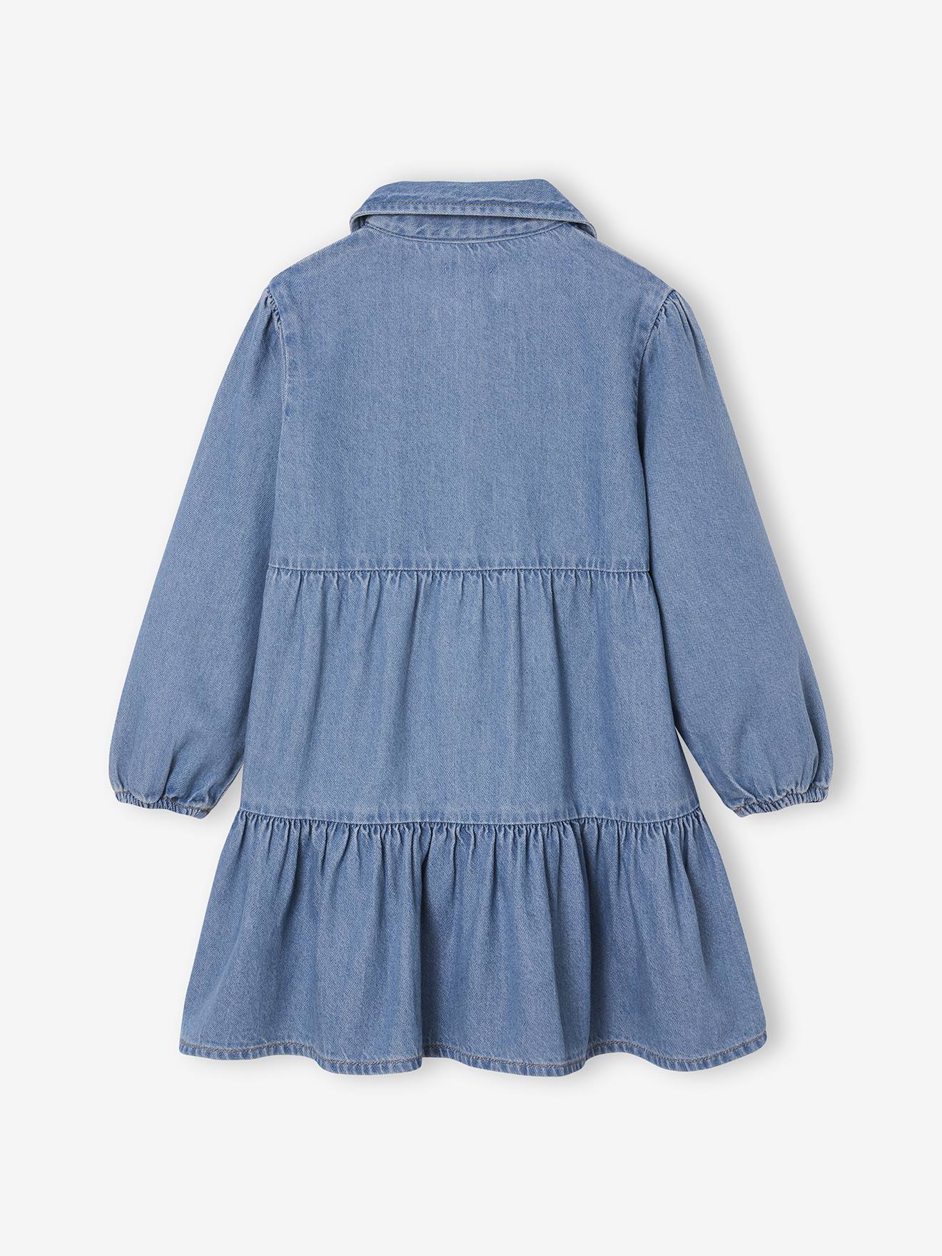 Thumbnail - Mädchen Kleid aus Light-Denim mittel