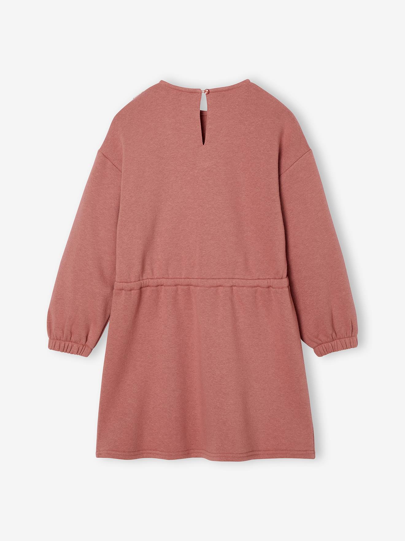 Thumbnail - Mädchen Sweatkleid mit Makramee-Kragen und Recycling-Polyester