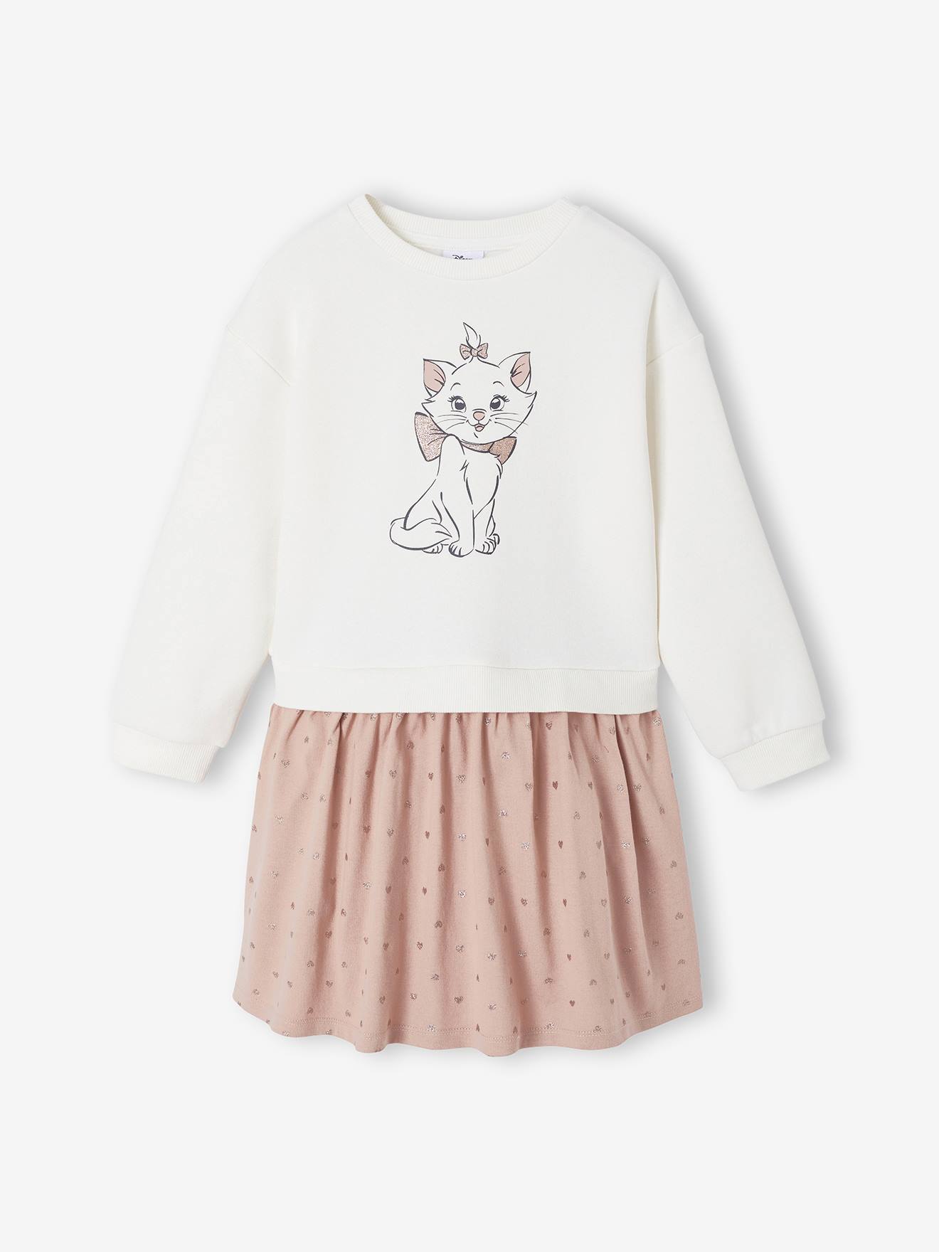 2-in-1 Sweatkleid mit Volantrock Mädchen pudrig