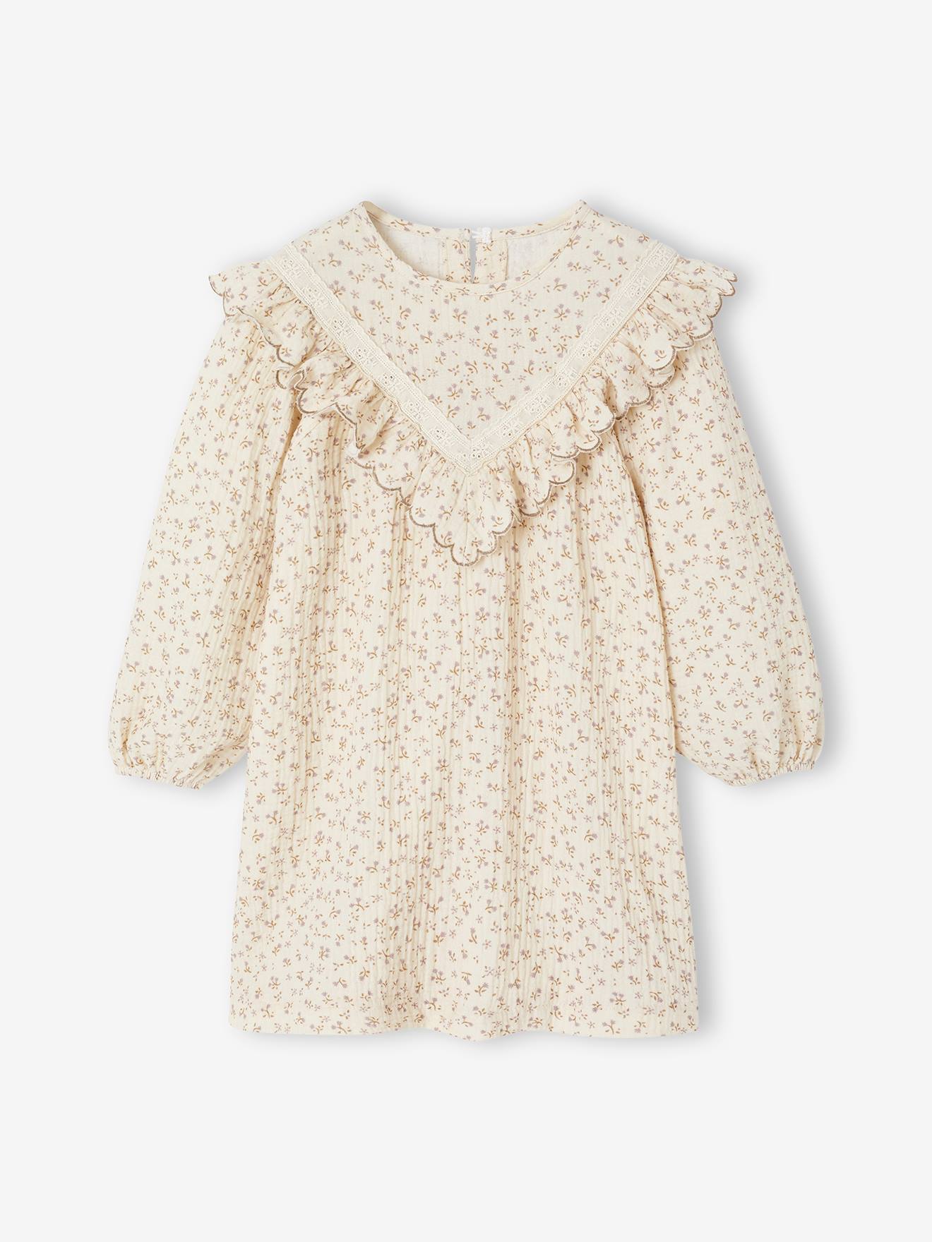 Thumbnail - Mädchen Boho-Kleid mit Volants und Spitze
