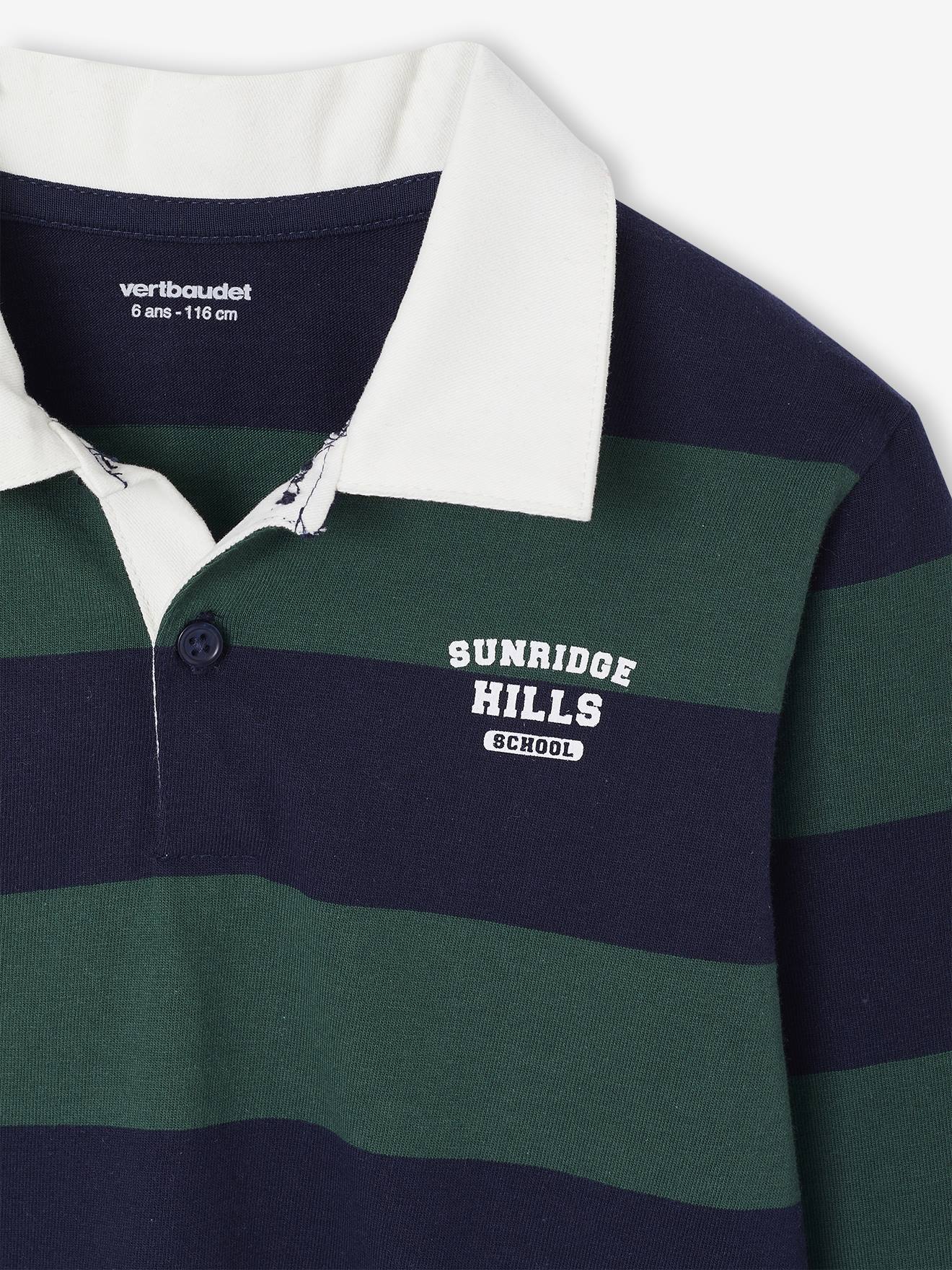 Thumbnail - Gestreiftes Jungen Poloshirt mit Kontrast-Kragen