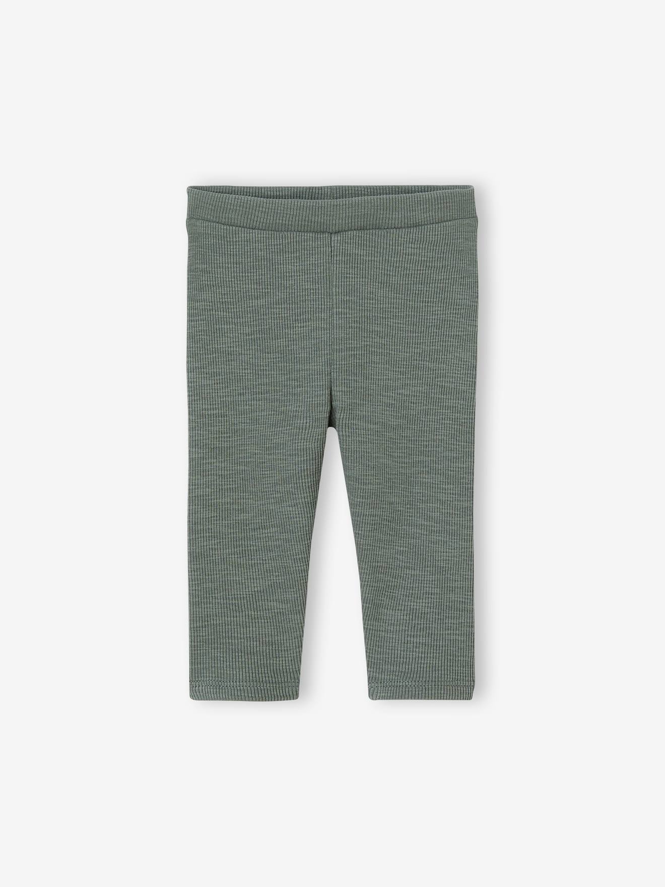 Bio-Kollektion: Baby Leggings aus Rippjersey BASIC grün Gr. 104 von vertbaudet