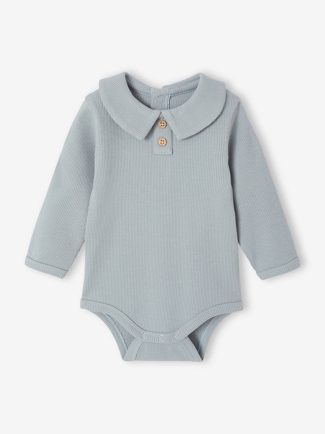 Thumbnail - 2er-Pack Baby Bodys mit Hemdkragen und Henley-Ausschnitt