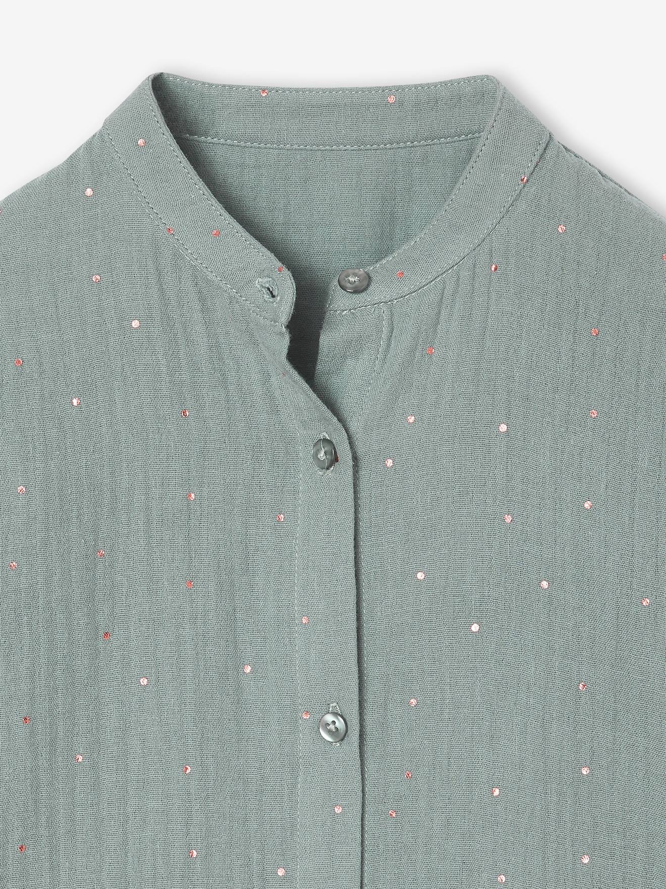 Thumbnail - Mädchen Musselinkleid mit enen Tupfen salbei