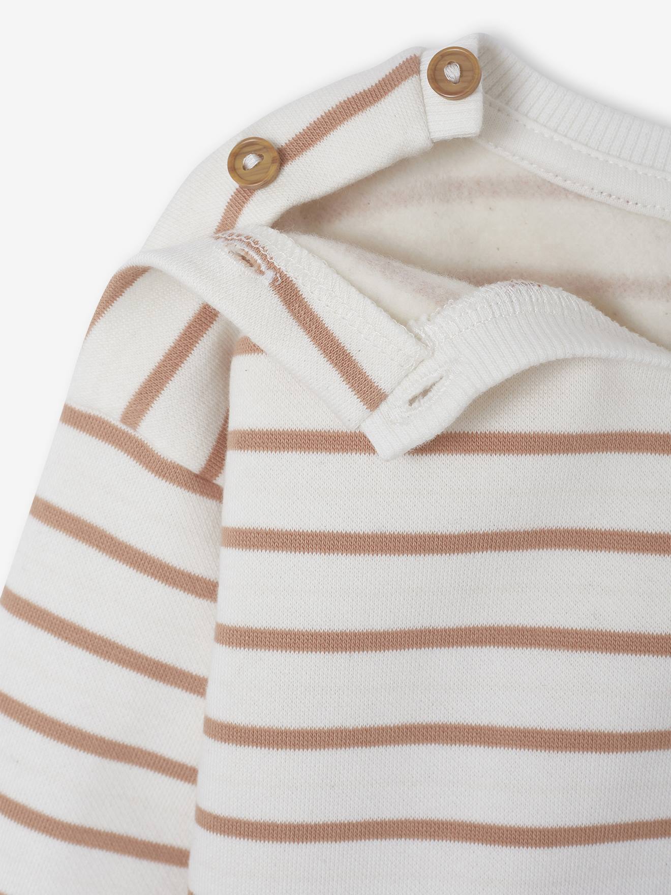 Thumbnail - Gestreiftes Baby Sweatshirt mit geknöpften Schultern