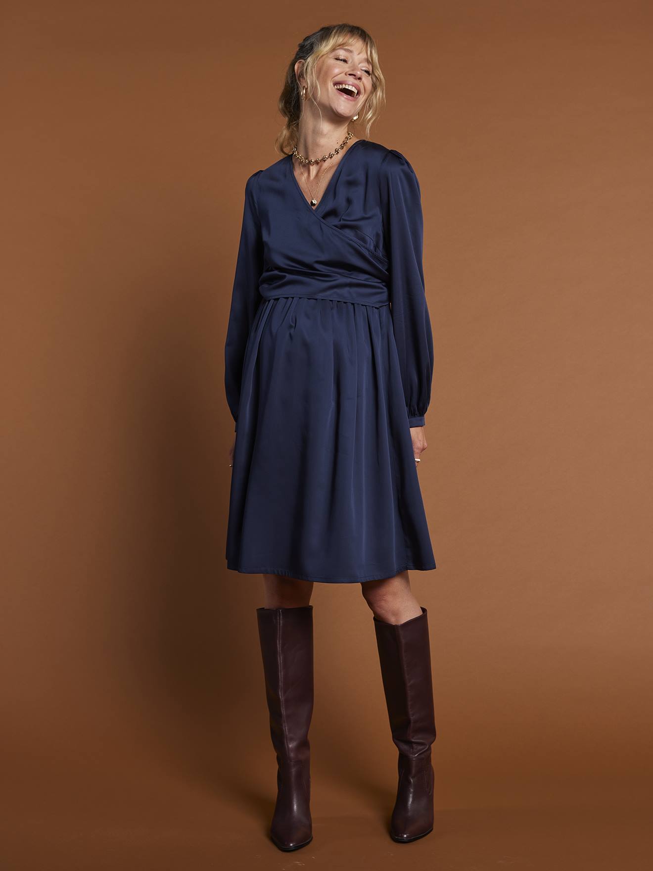 Fließendes Wickelkleid Schwangerschaft & Stillzeit ENVIE DE FRAISE blau Gr. 42