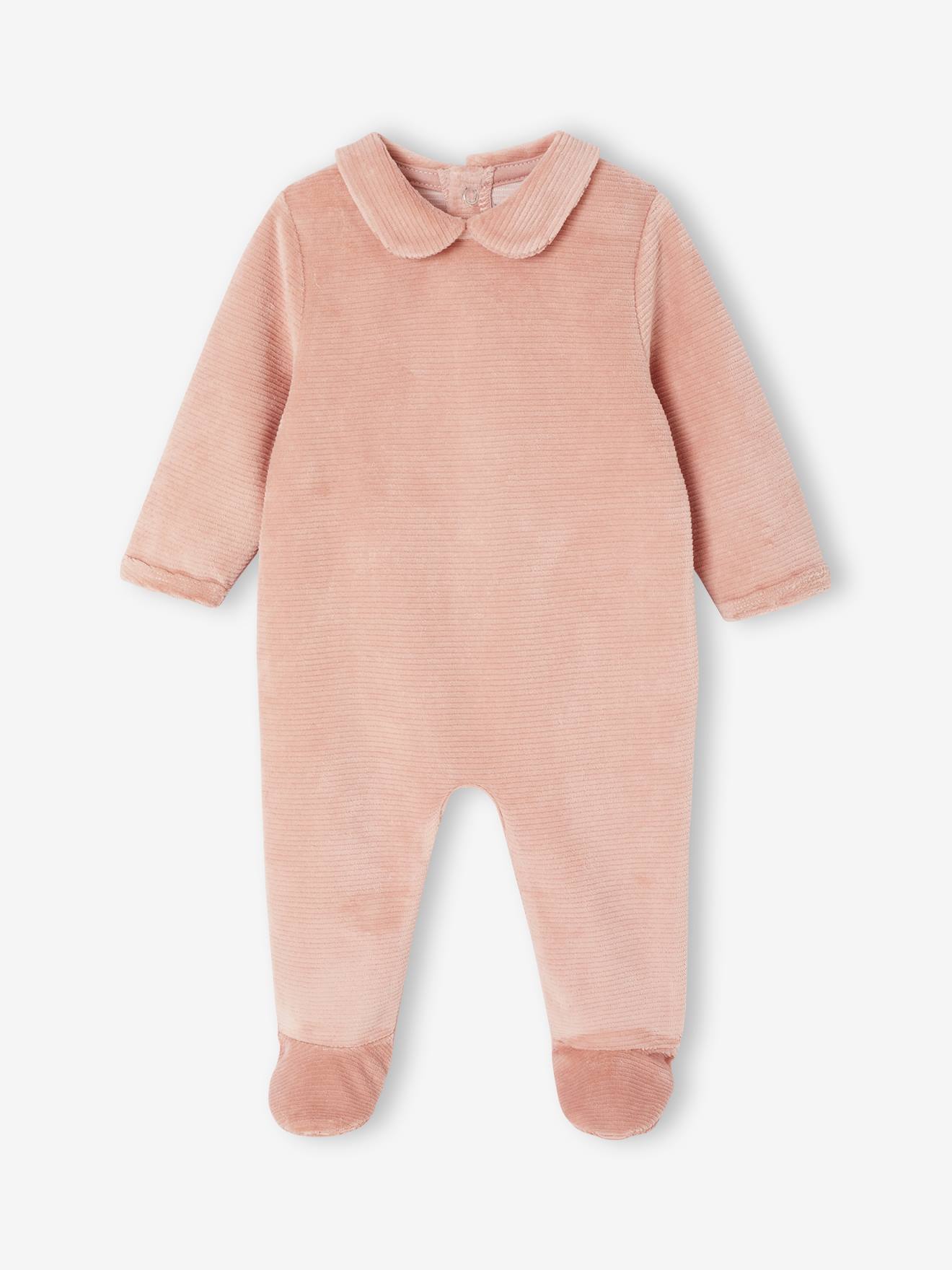 Thumbnail - Bio-Kollektion: 2er-Pack Baby Samt-Strampler mit Druckknöpfen hinten hell