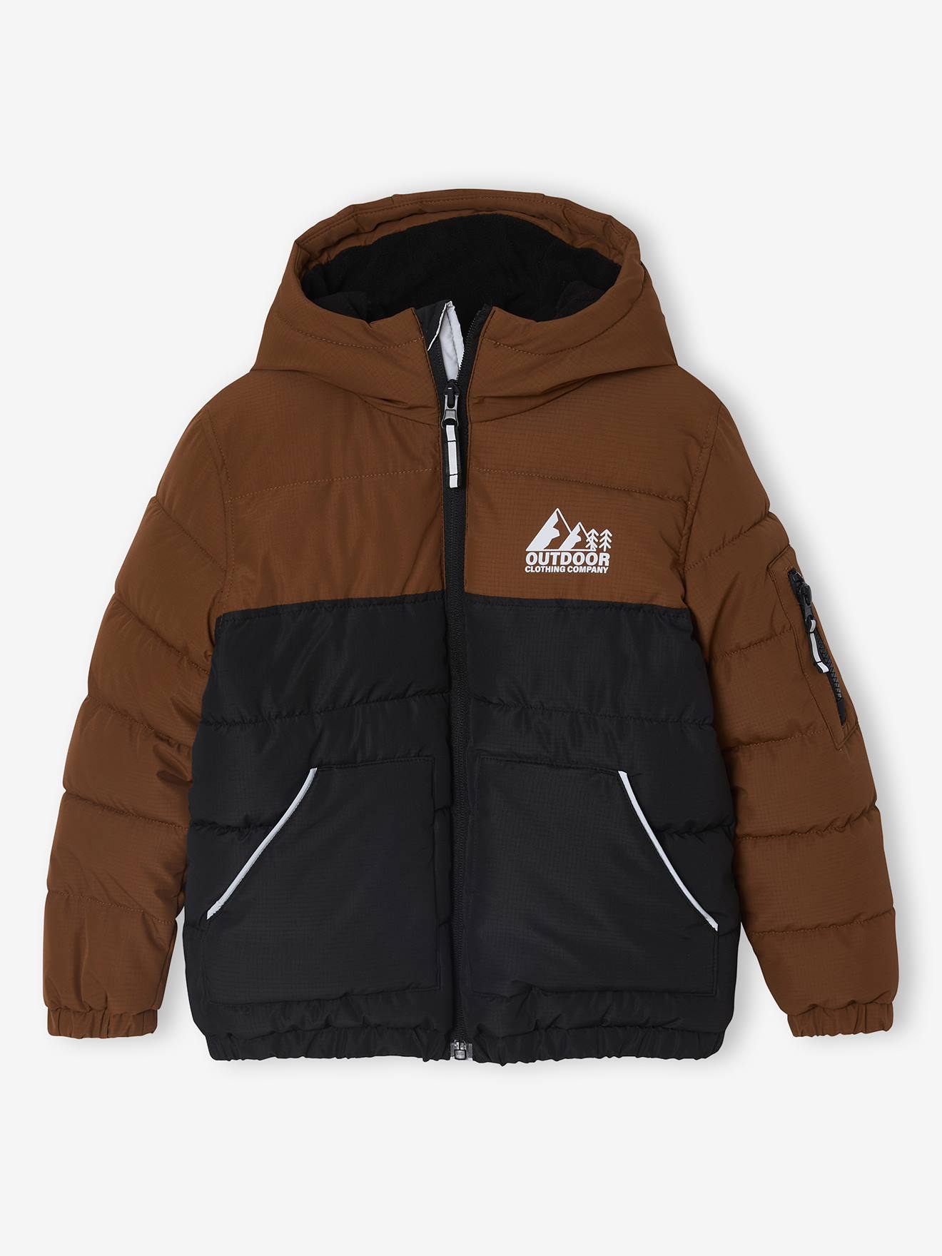 Jungen Steppjacke mit Kapuze, Recycling-Polyester braun Gr. 140 von vertbaudet