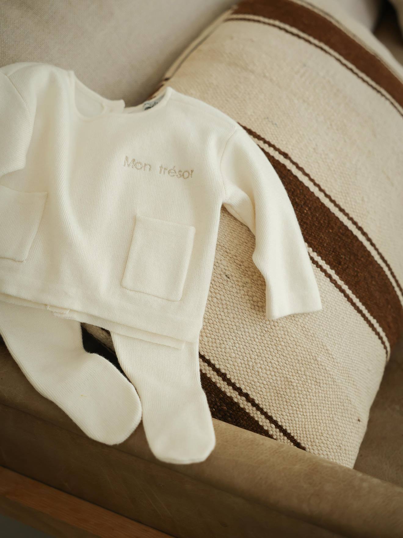 Neugeborenen-Set: Strickjacke & Hose ENVIE DE FRAISE, personalisierbar wollweiß Gr. 80