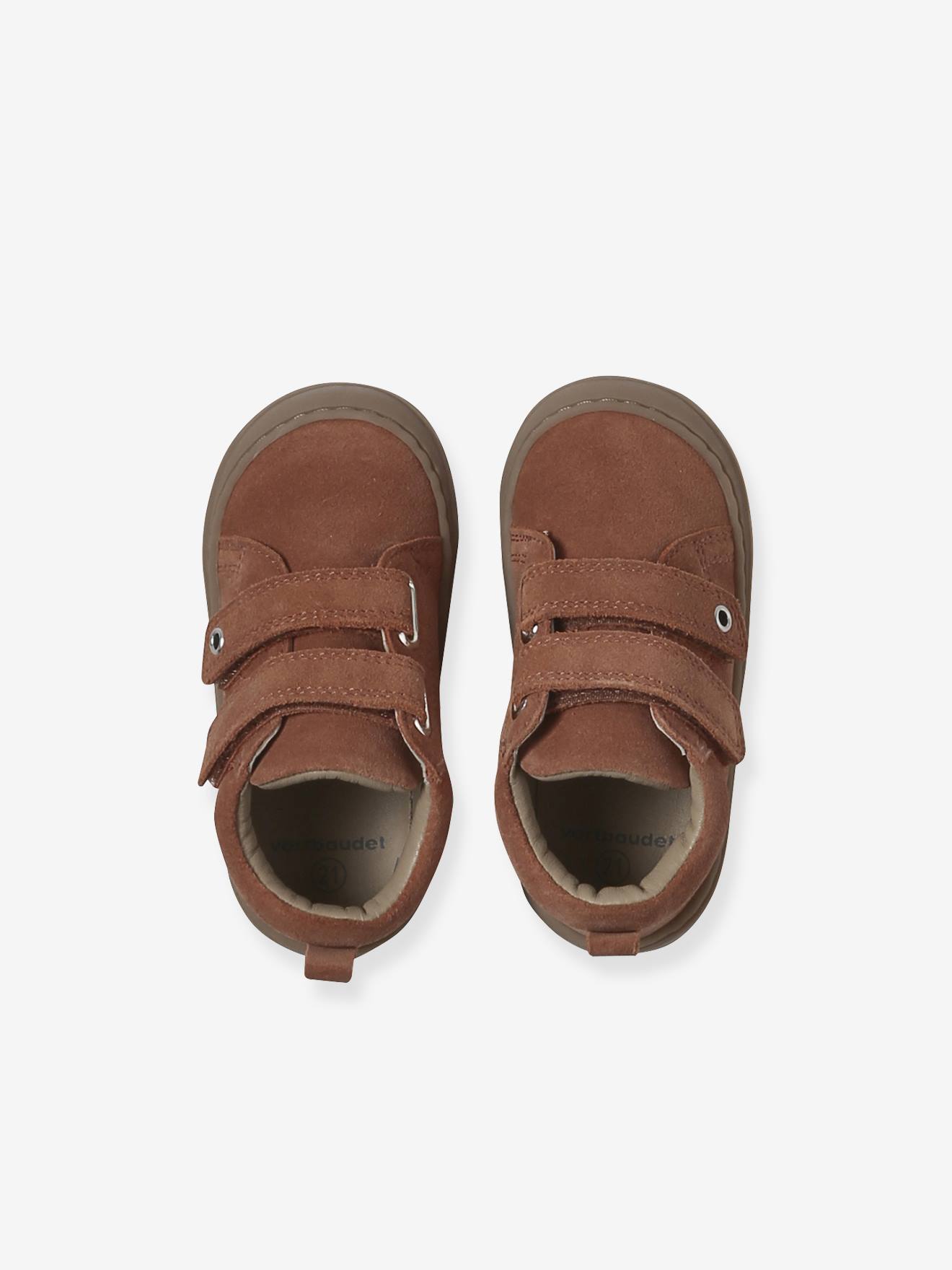 Thumbnail - Baby Lauflernschuhe mit Klett aus weichem Leder ocker