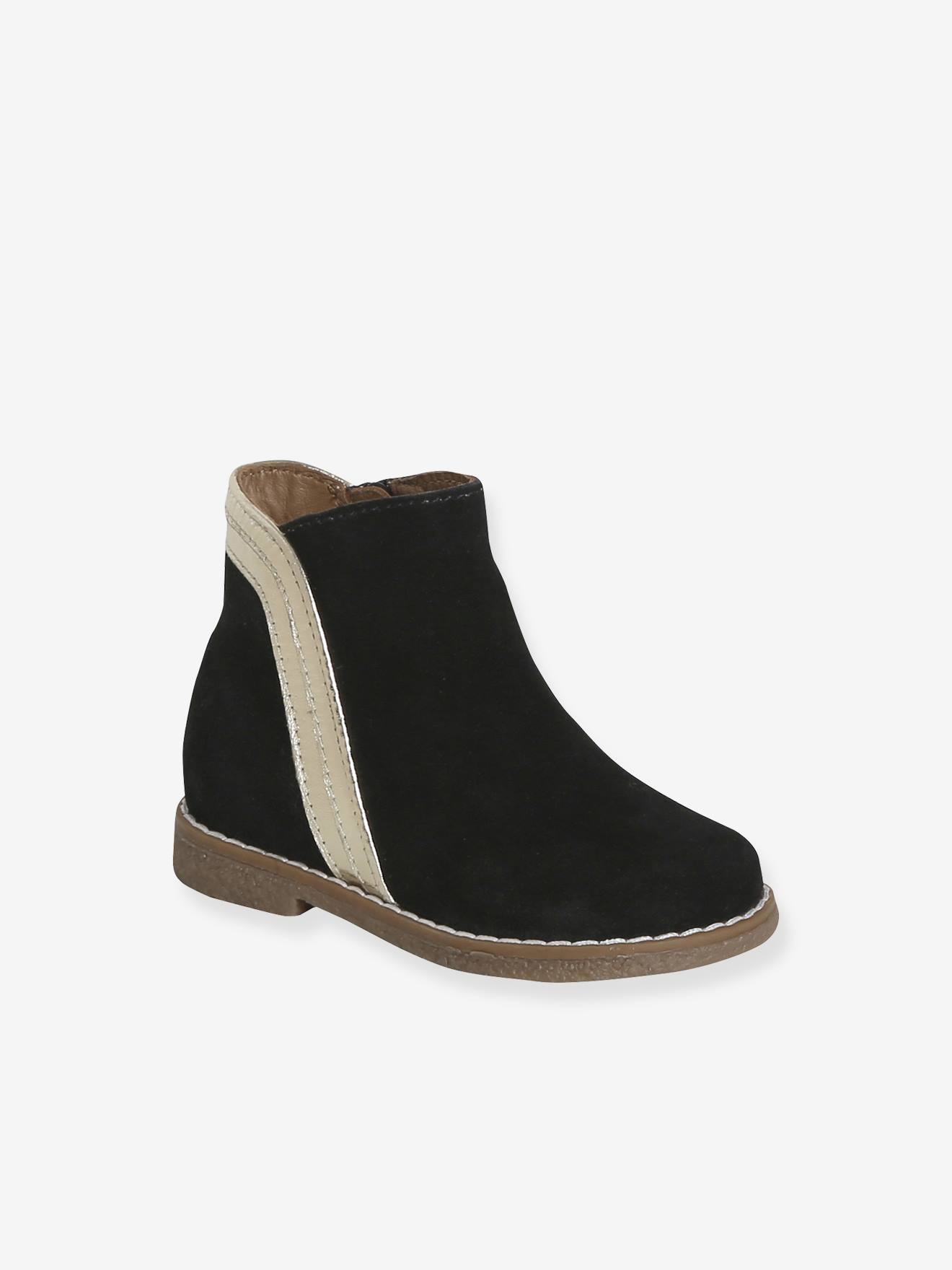 Baby Boots mit Reißverschluss & Glanzeffekt schwarz Gr. 23 von vertbaudet