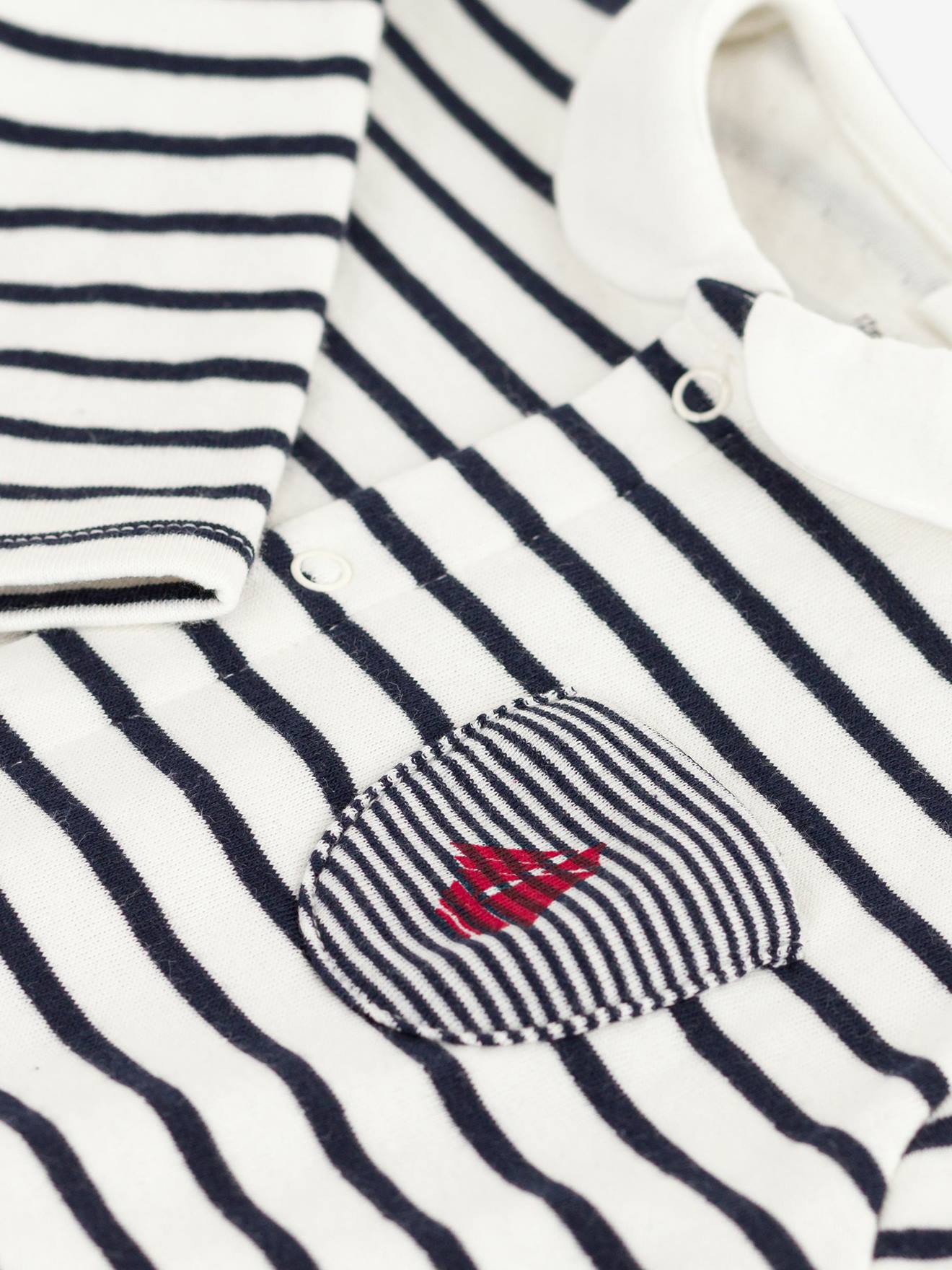 Thumbnail - Baby Overall mit Bubikragen und maritimen Streifen PETIT BATEAU