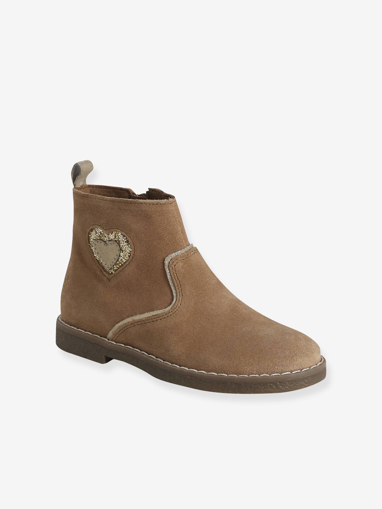 Mädchen Leder-Boots mit Reißverschluss und