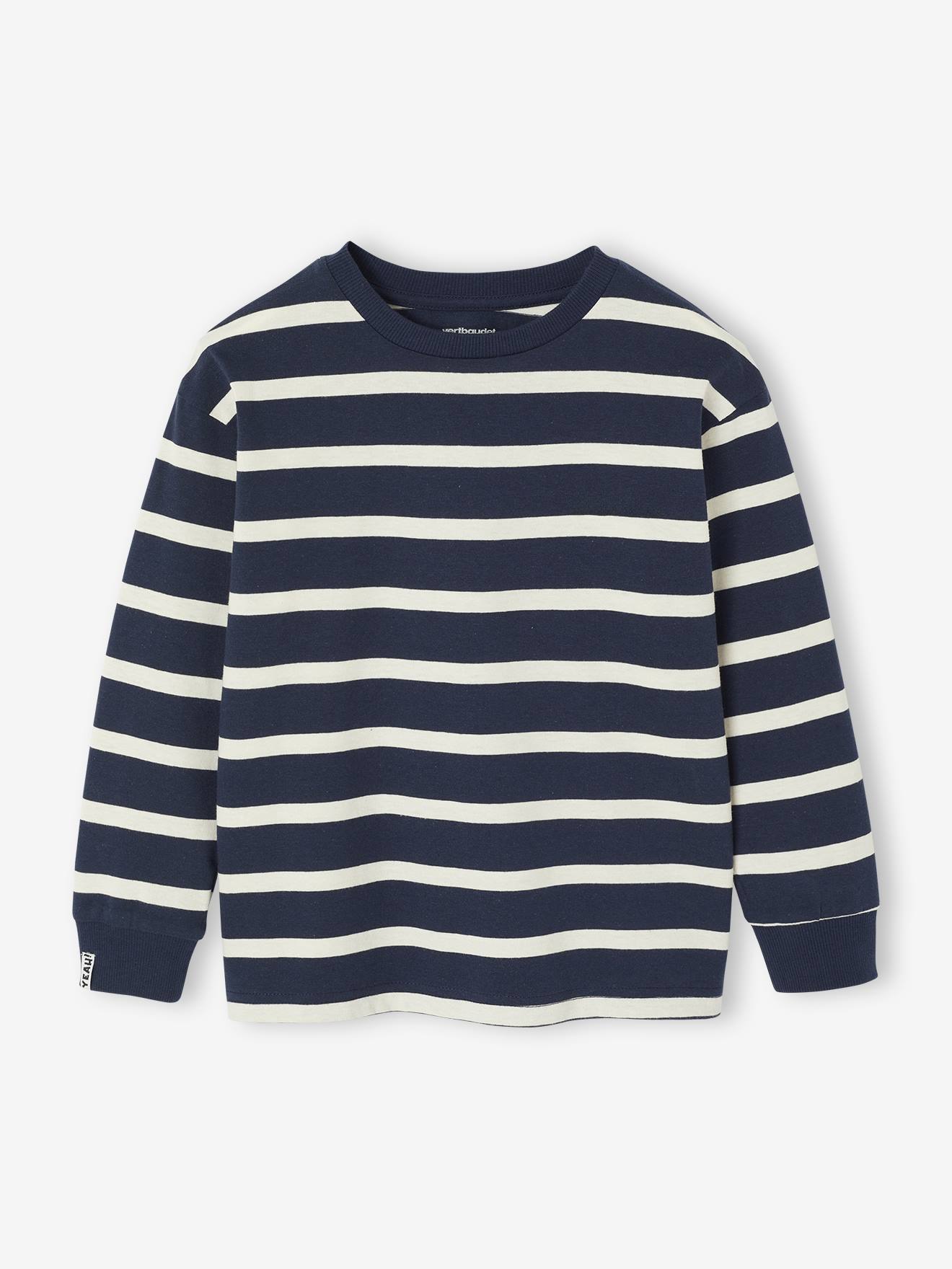 Gestreiftes Jungen Rundhals-Shirt personalisierbar