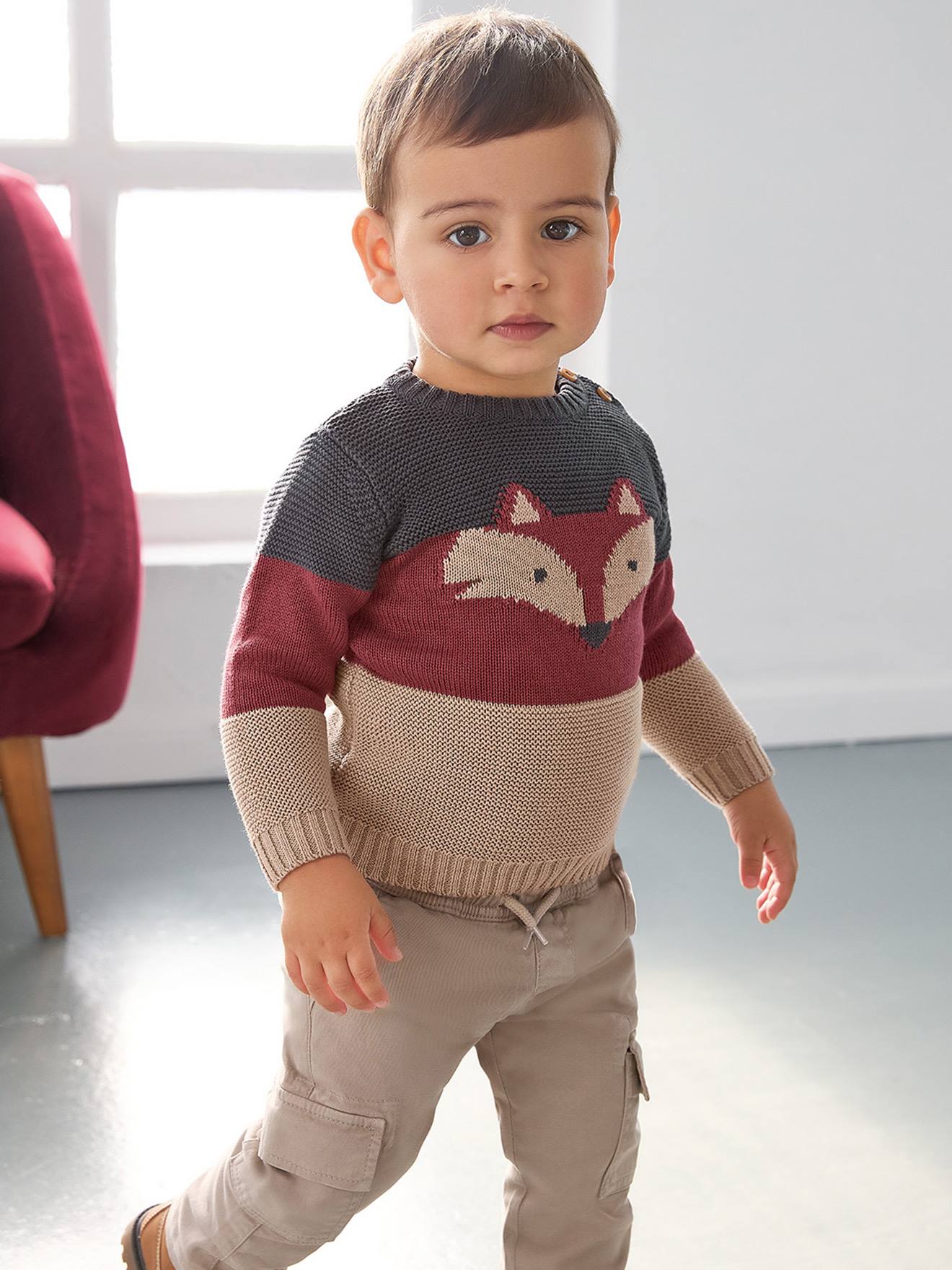 Thumbnail - Jungen Baby Pullover frecher Fuchs BLUE SEVEN