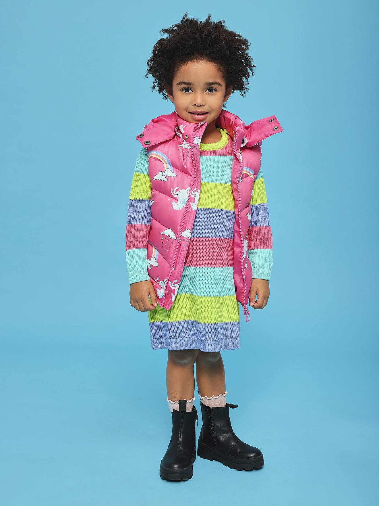 Thumbnail - Mädchen Einhorn-Steppweste mit Kapuze BLUE SEVEN