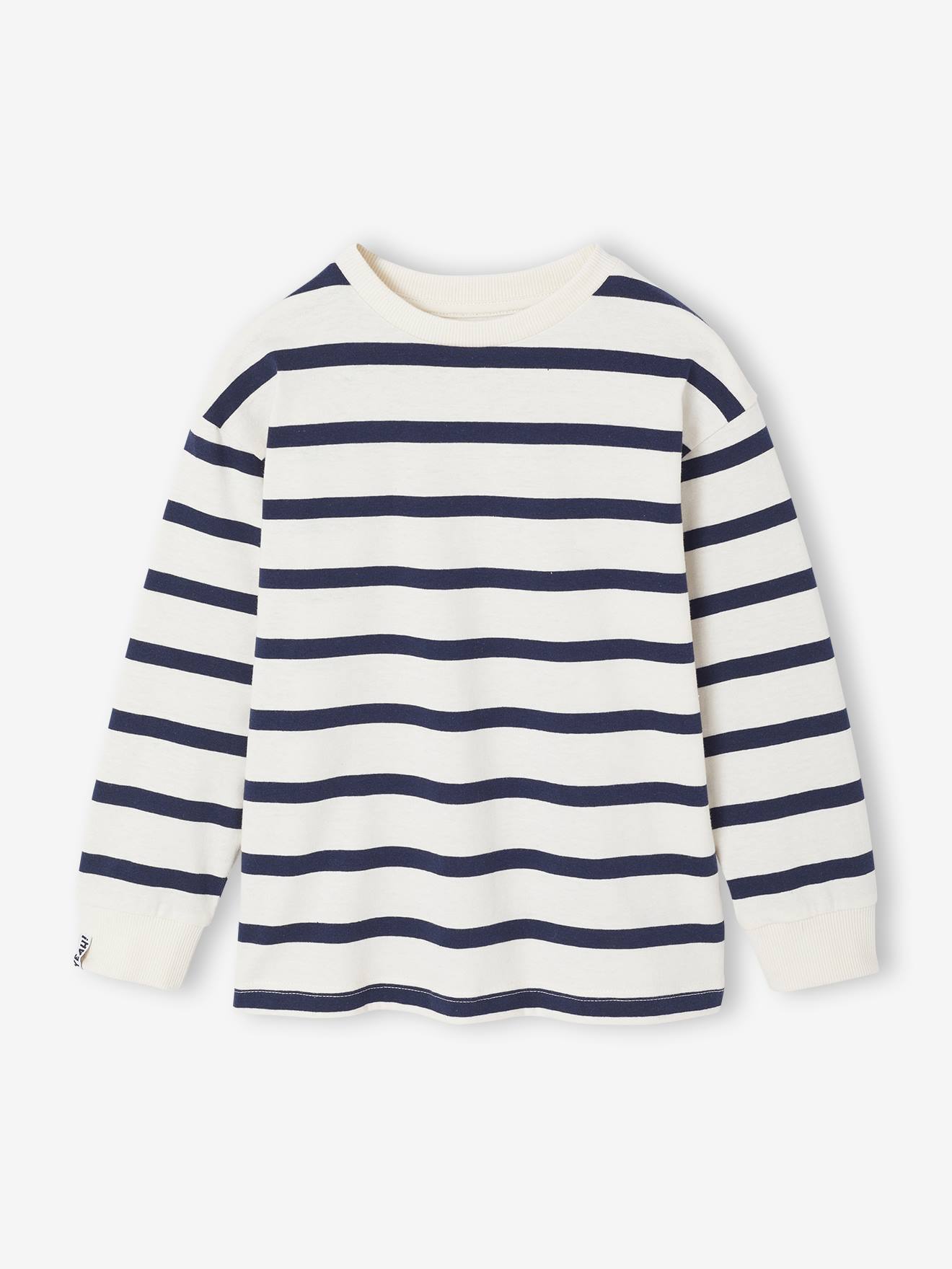 Gestreiftes Jungen Rundhals-Shirt personalisierbar