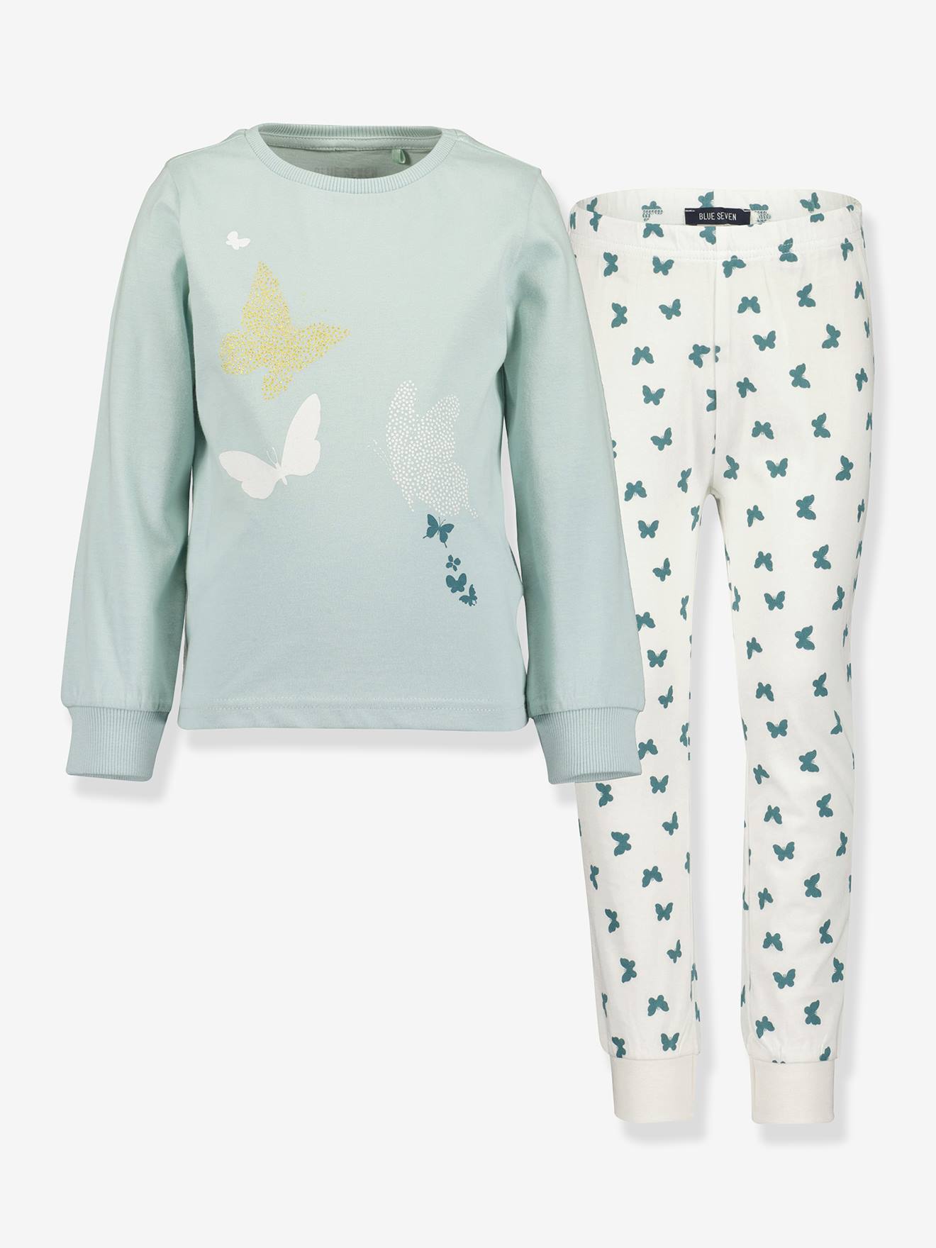 M&auml;dchen Schlafanzug Schmetterlinge BLUE SEVEN englisch