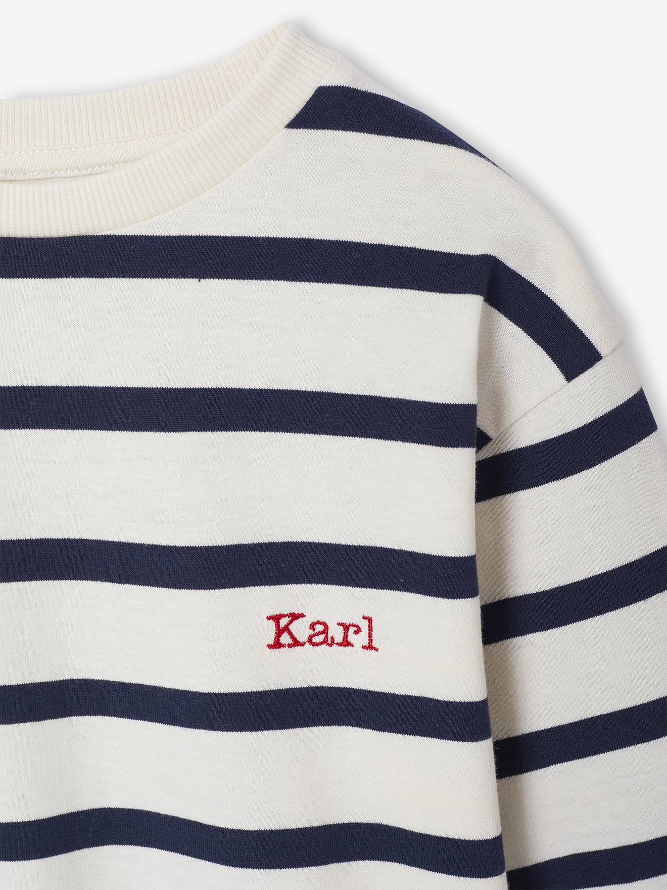 Thumbnail - Gestreiftes Jungen Rundhals-Shirt mit Recycling-Baumwolle