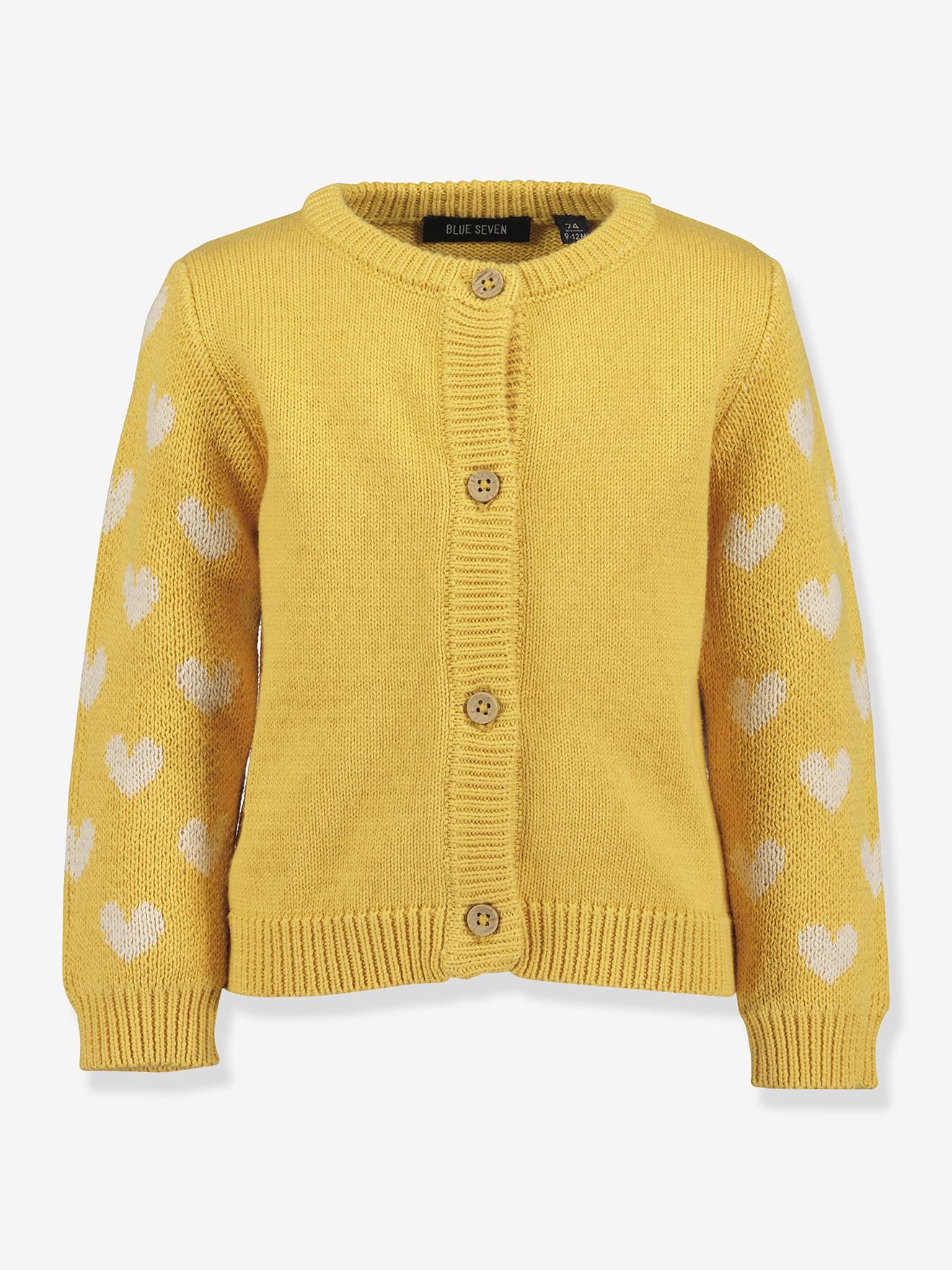 Mädchen Baby Strickjacke mit Herzen BLUE SEVEN gelb