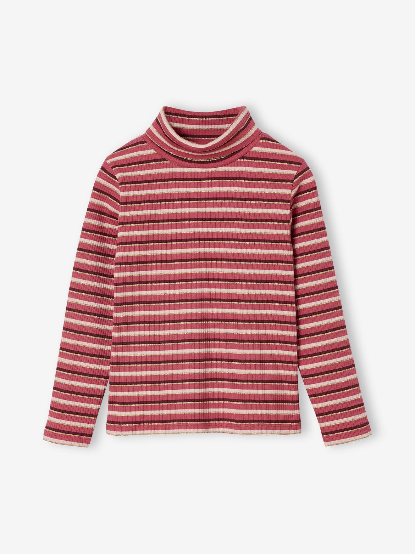 Geripptes Mädchen Rollkragen-Shirt