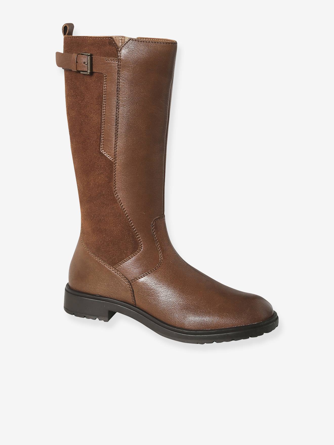 Mädchen Leder-Stiefel mit verstellbarer Schnalle
