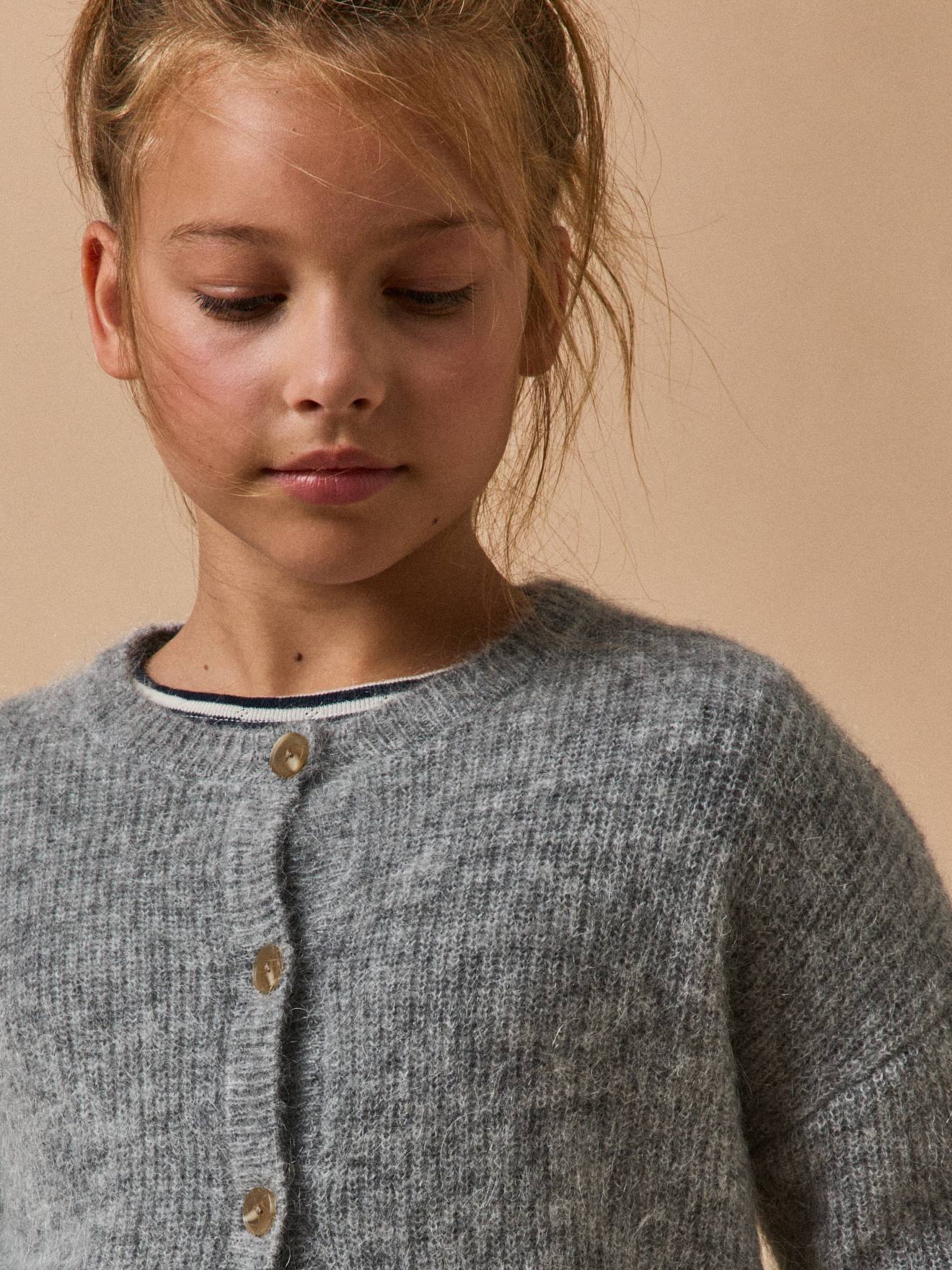 Thumbnail - Strickjacke Mädchen mit Wolle und Mohair CYRILLUS