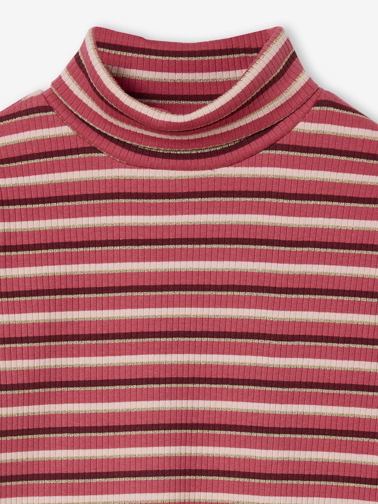 Thumbnail - Geripptes Mädchen Rollkragen-Shirt