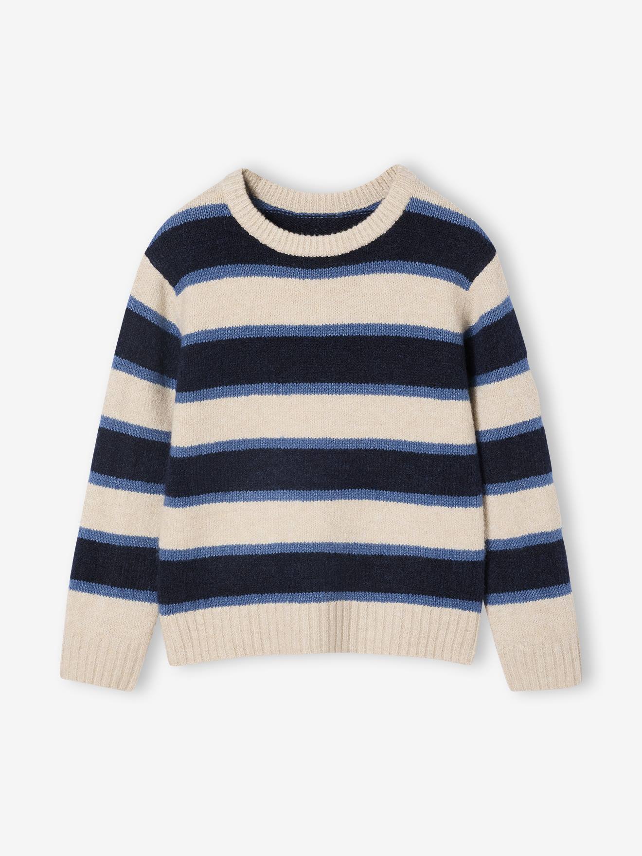 Thumbnail - Flauschiger Pullover mit Streifen für Jungen
