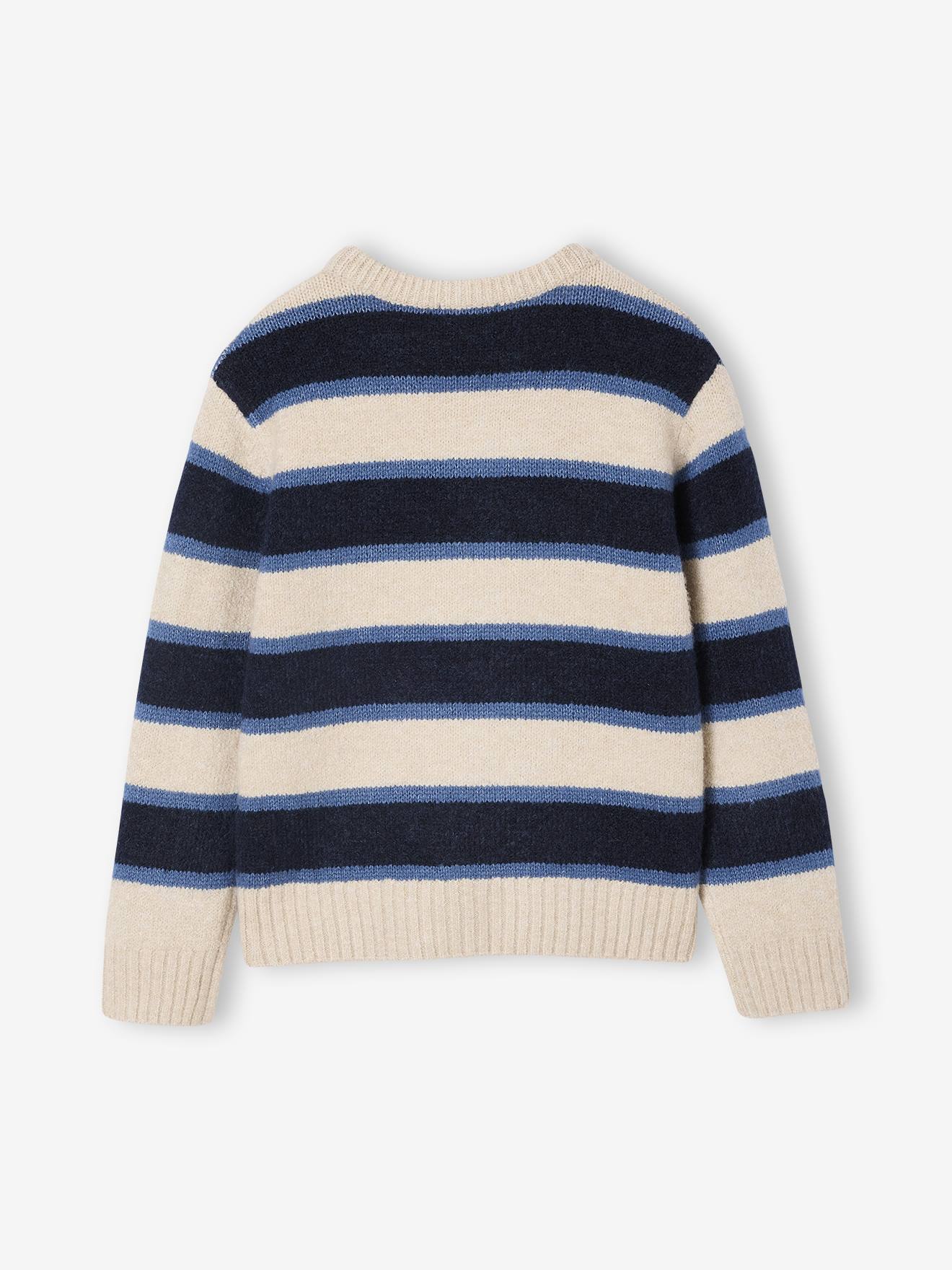 Thumbnail - Flauschiger Pullover mit Streifen für Jungen