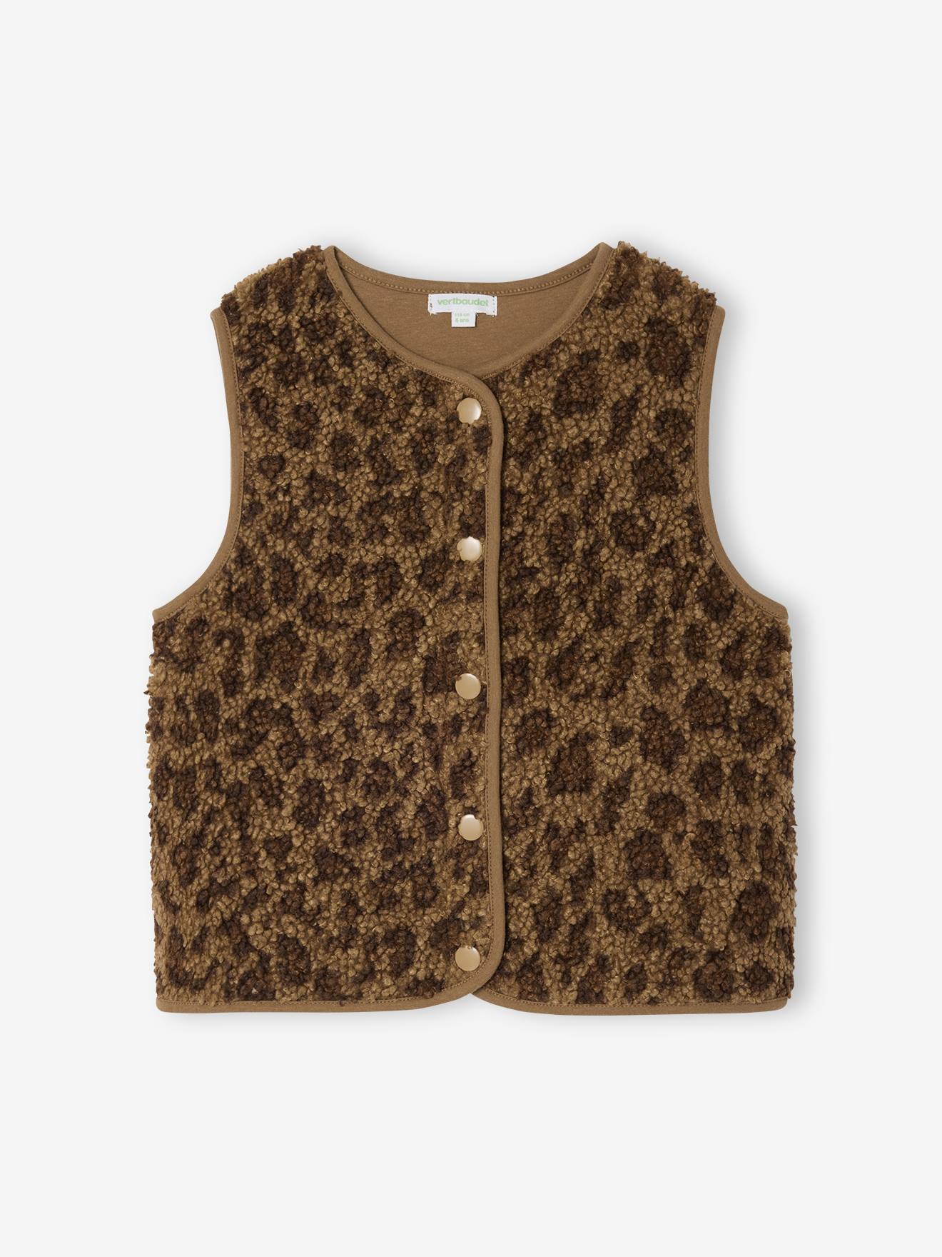 Thumbnail - Mädchen Teddyfleece-Weste mit Leopardenmuster