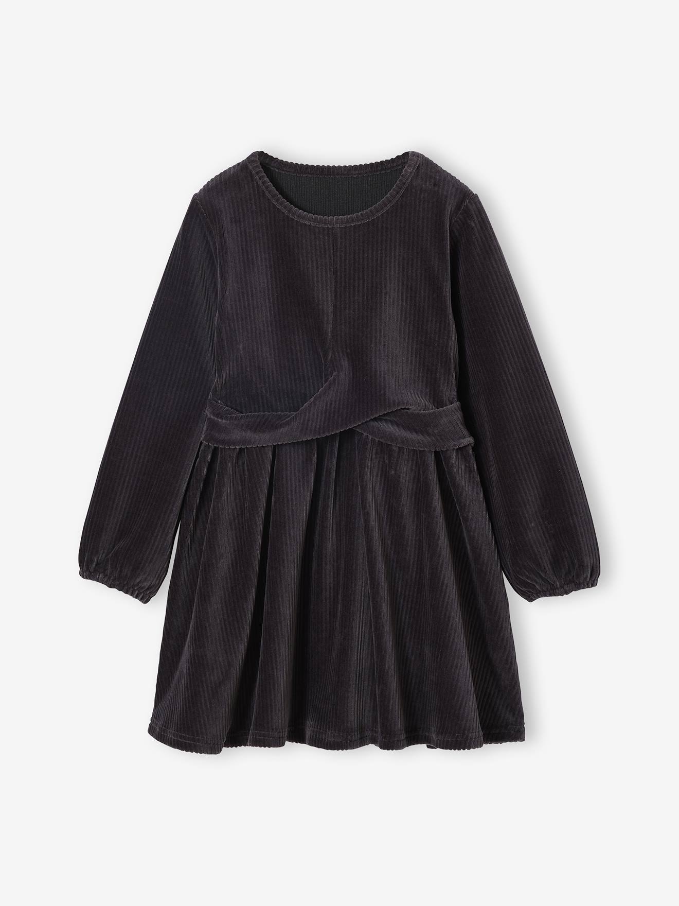 Mädchenkleid aus Feincord mit Knoteneffekt