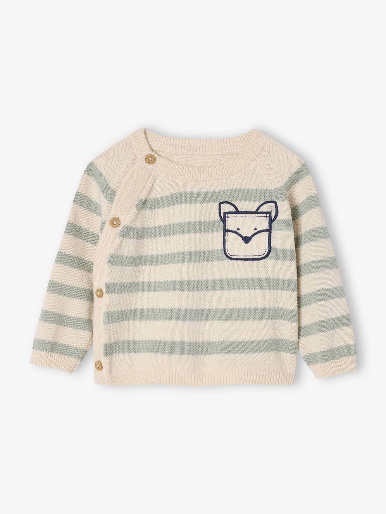 Baby Strickpullover mit Ziertasche beige Gr. 68 von vertbaudet