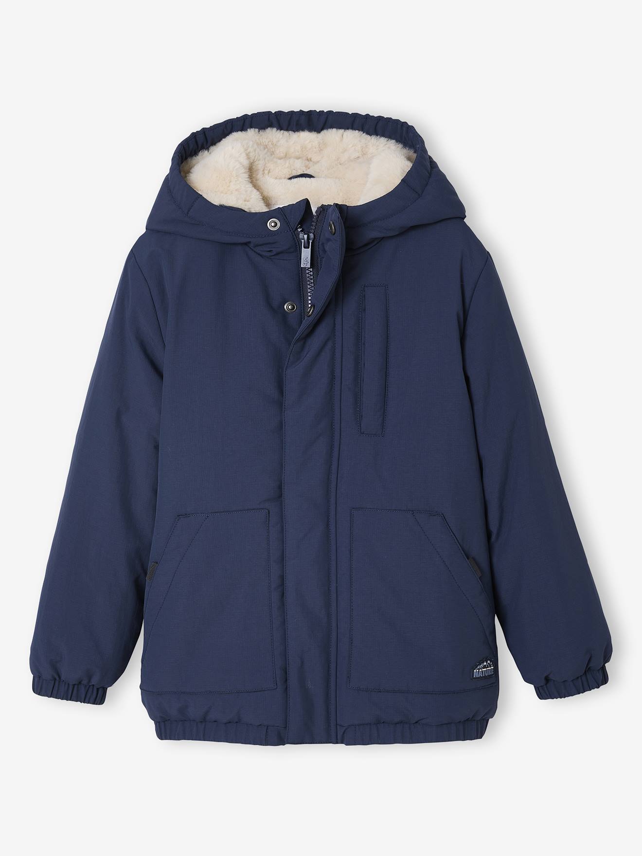 Jungen Winterjacke mit Kapuze und Webpelzfutter
