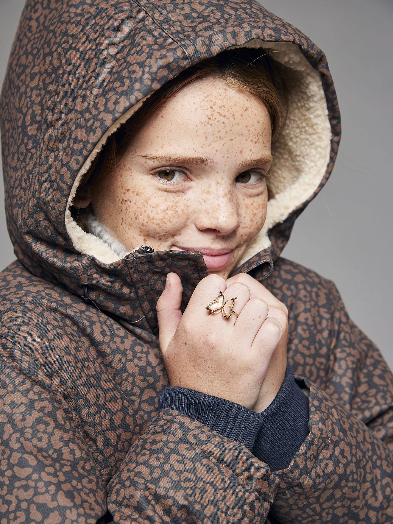 Thumbnail - Lange Mädchen Winterjacke mit Leoprint JONEN