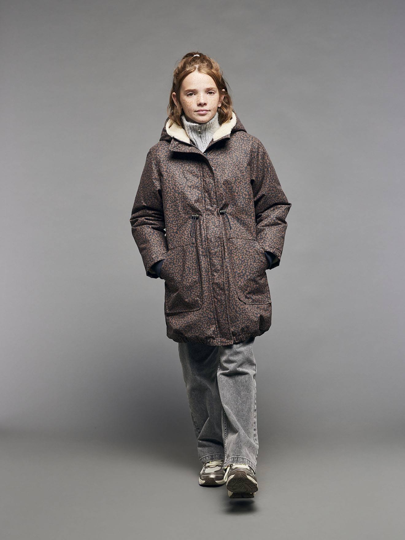Thumbnail - Lange Mädchen Winterjacke mit Leoprint JONEN
