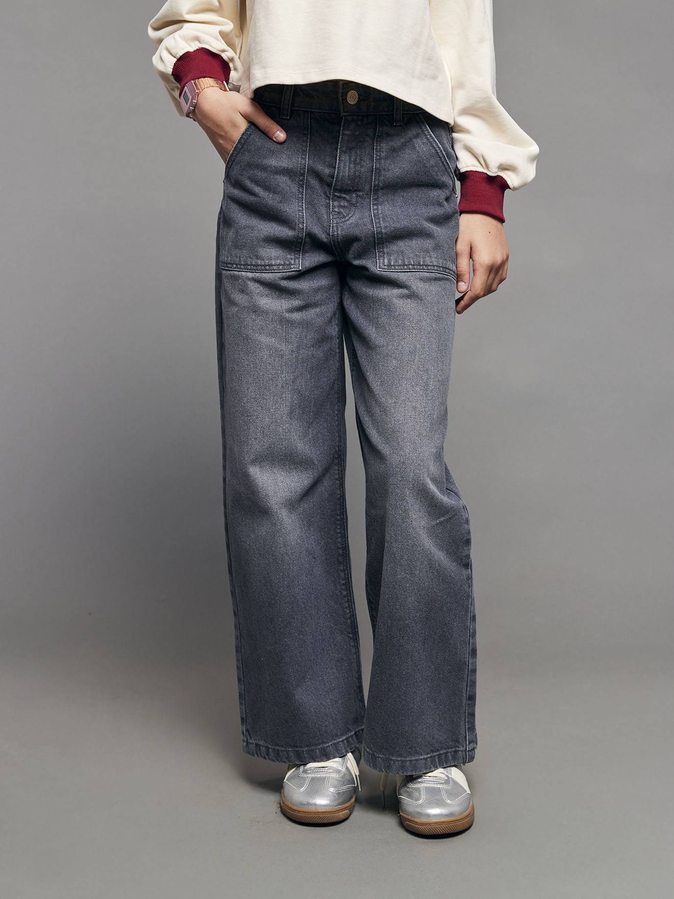 Weite Jeans mit großen Taschen Mädchen JONEN