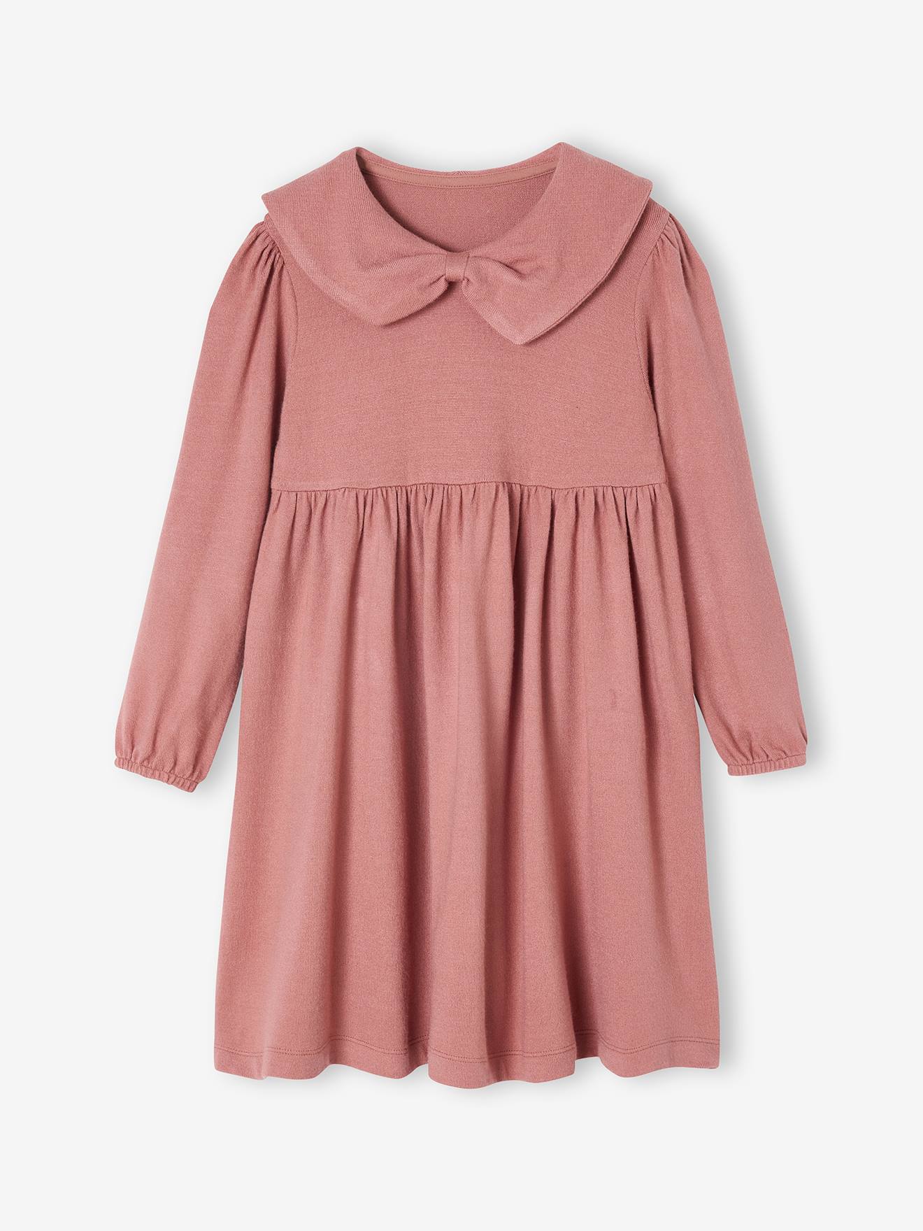 Strickkleid mit großem Kragen Mädchen blush