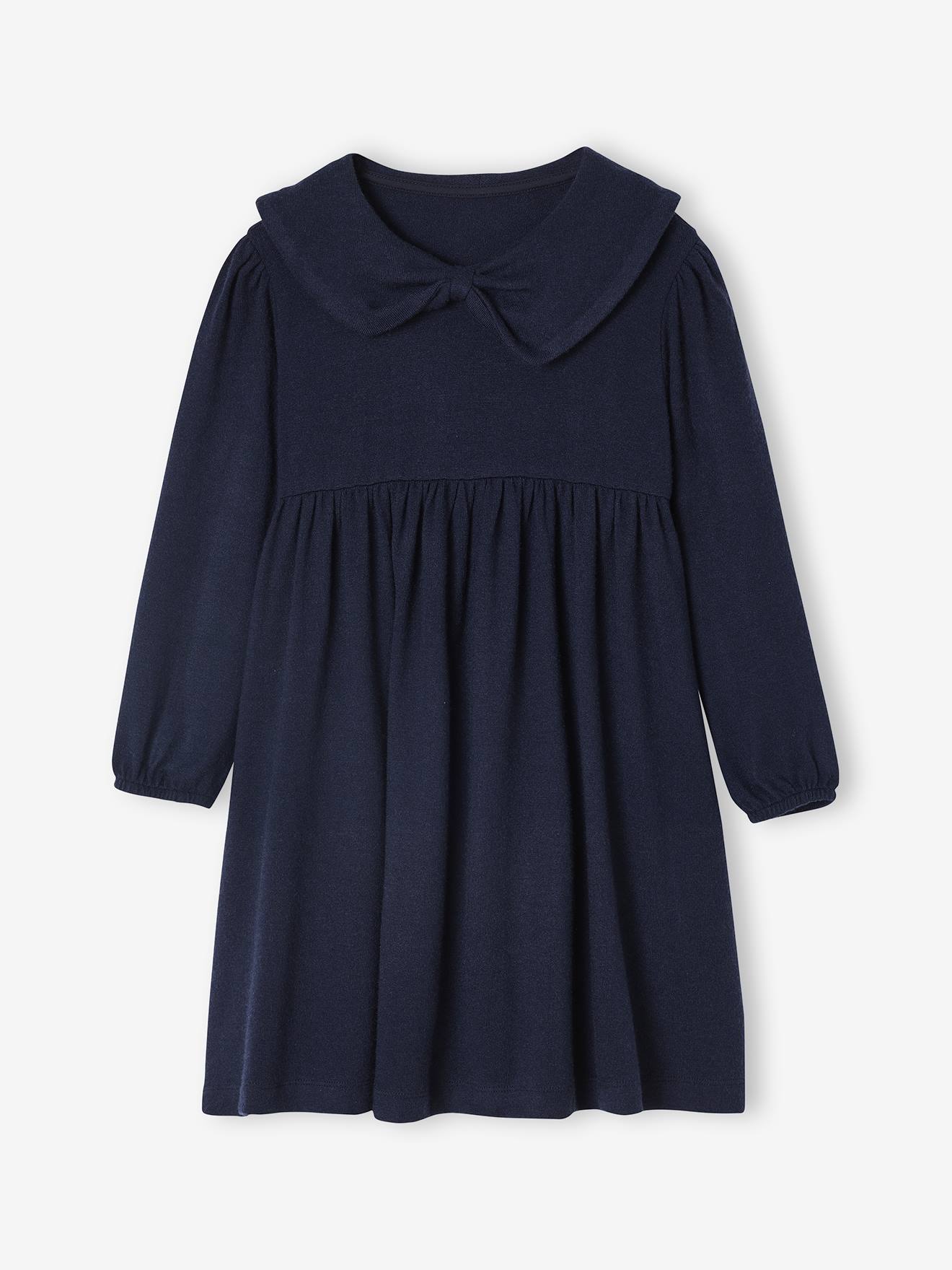 Strickkleid mit großem Kragen Mädchen