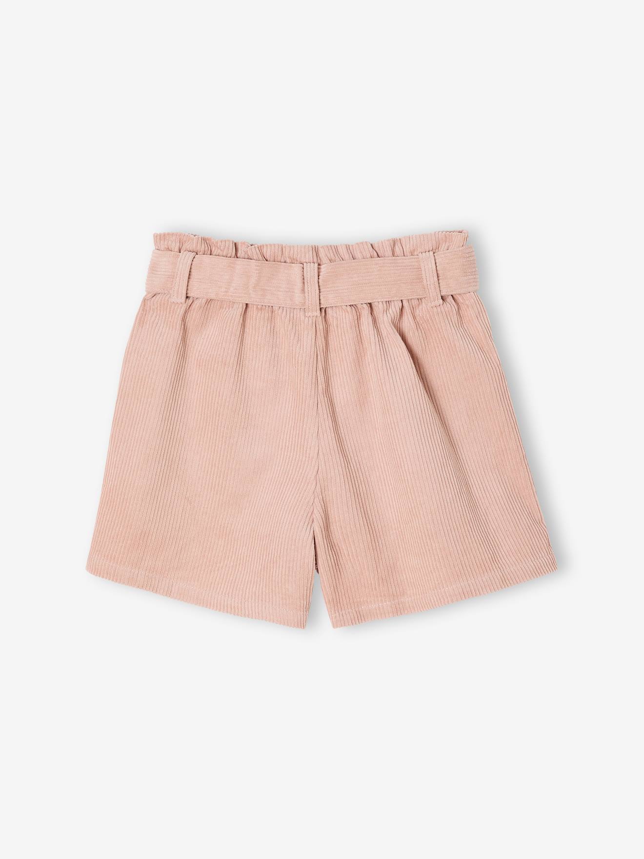 Thumbnail - Mädchen Shorts aus Samt im Paperbag-Stil pudrig