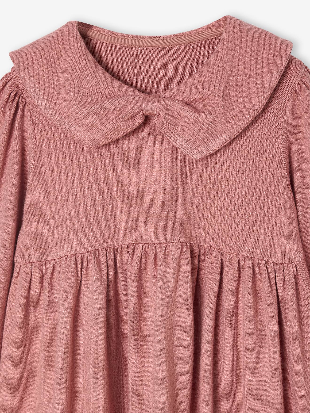 Thumbnail - Strickkleid mit großem Kragen Mädchen blush