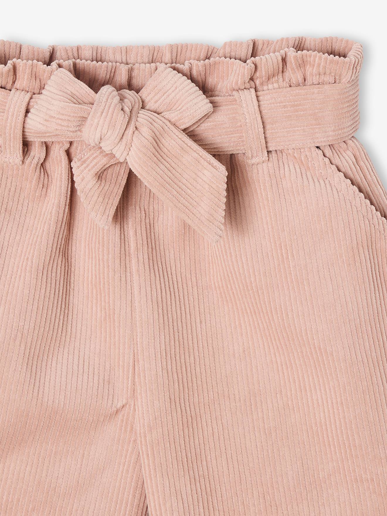 Thumbnail - Mädchen Shorts aus Samt im Paperbag-Stil pudrig